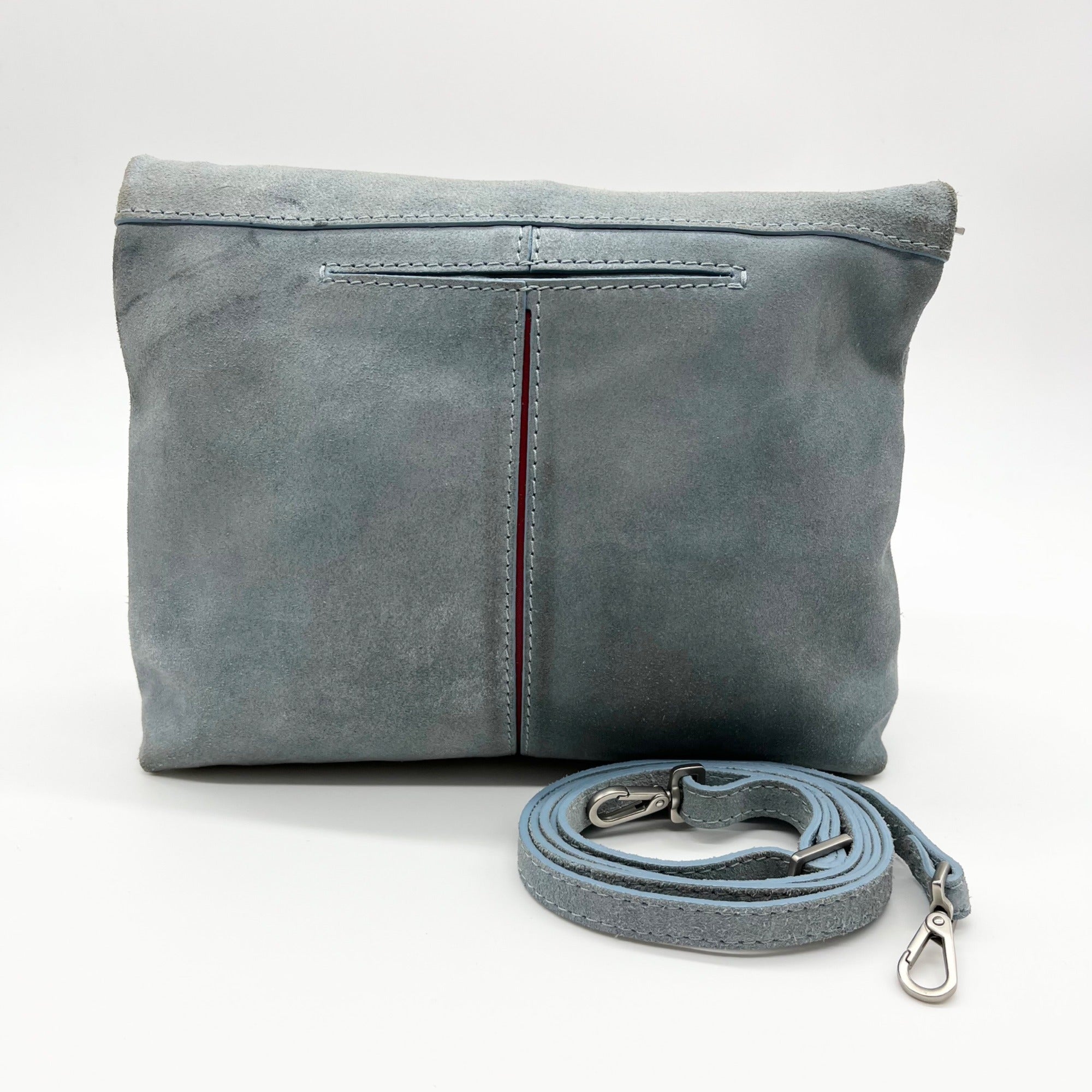 Hammitt Baby Blue Suede Fold Over Medium VIP Crossbody Bag