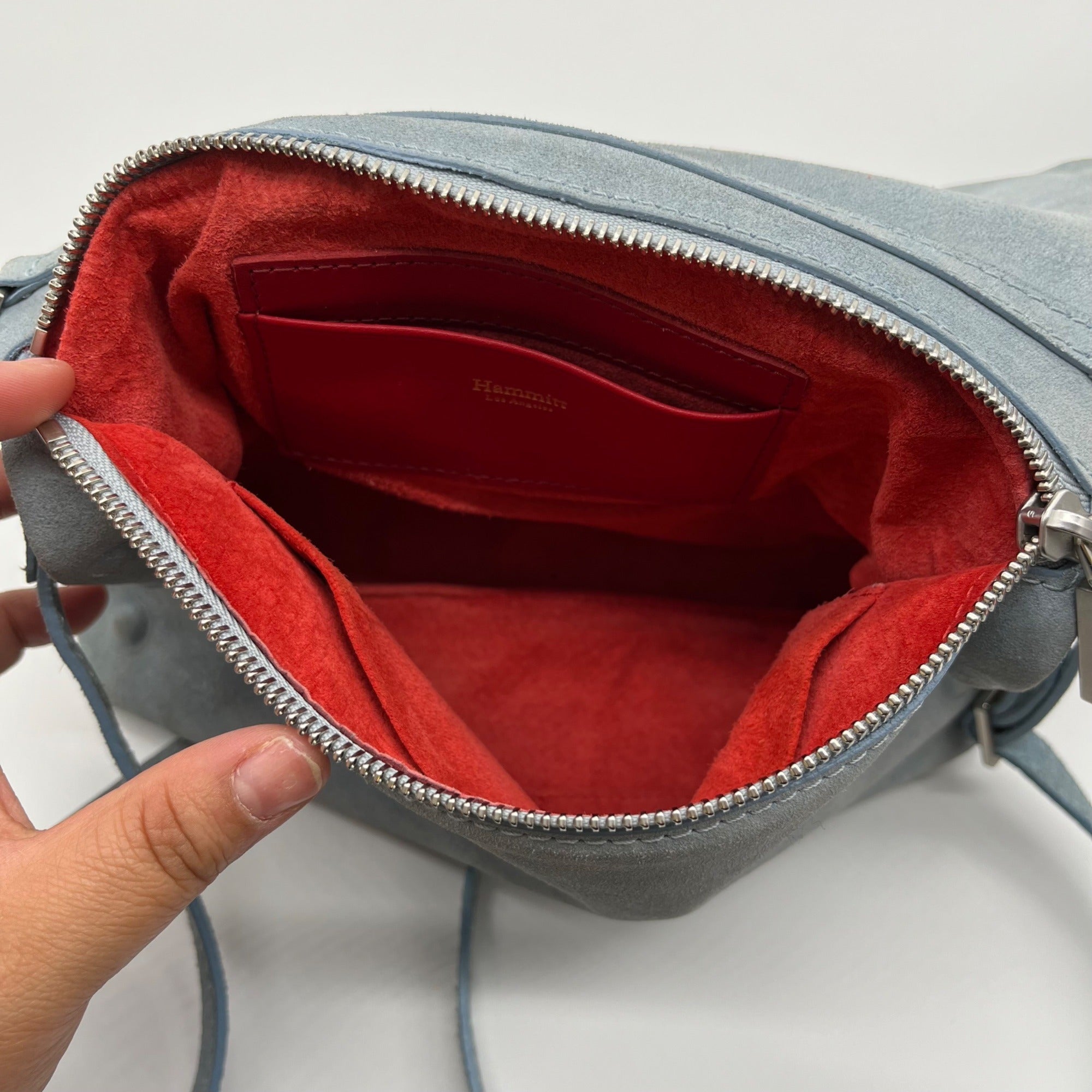 Hammitt Baby Blue Suede Fold Over Medium VIP Crossbody Bag