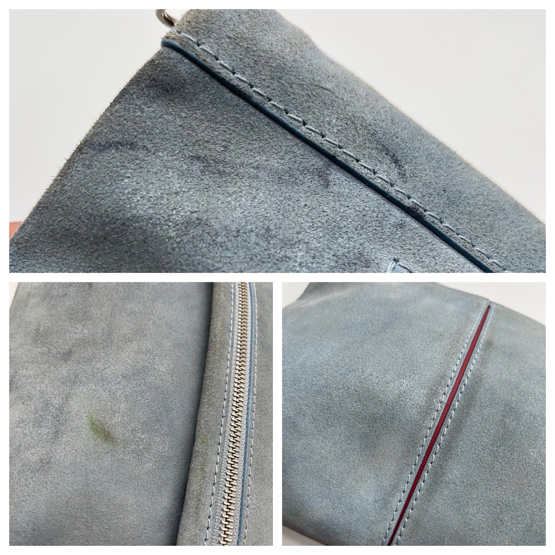 Hammitt Baby Blue Suede Fold Over Medium VIP Crossbody Bag