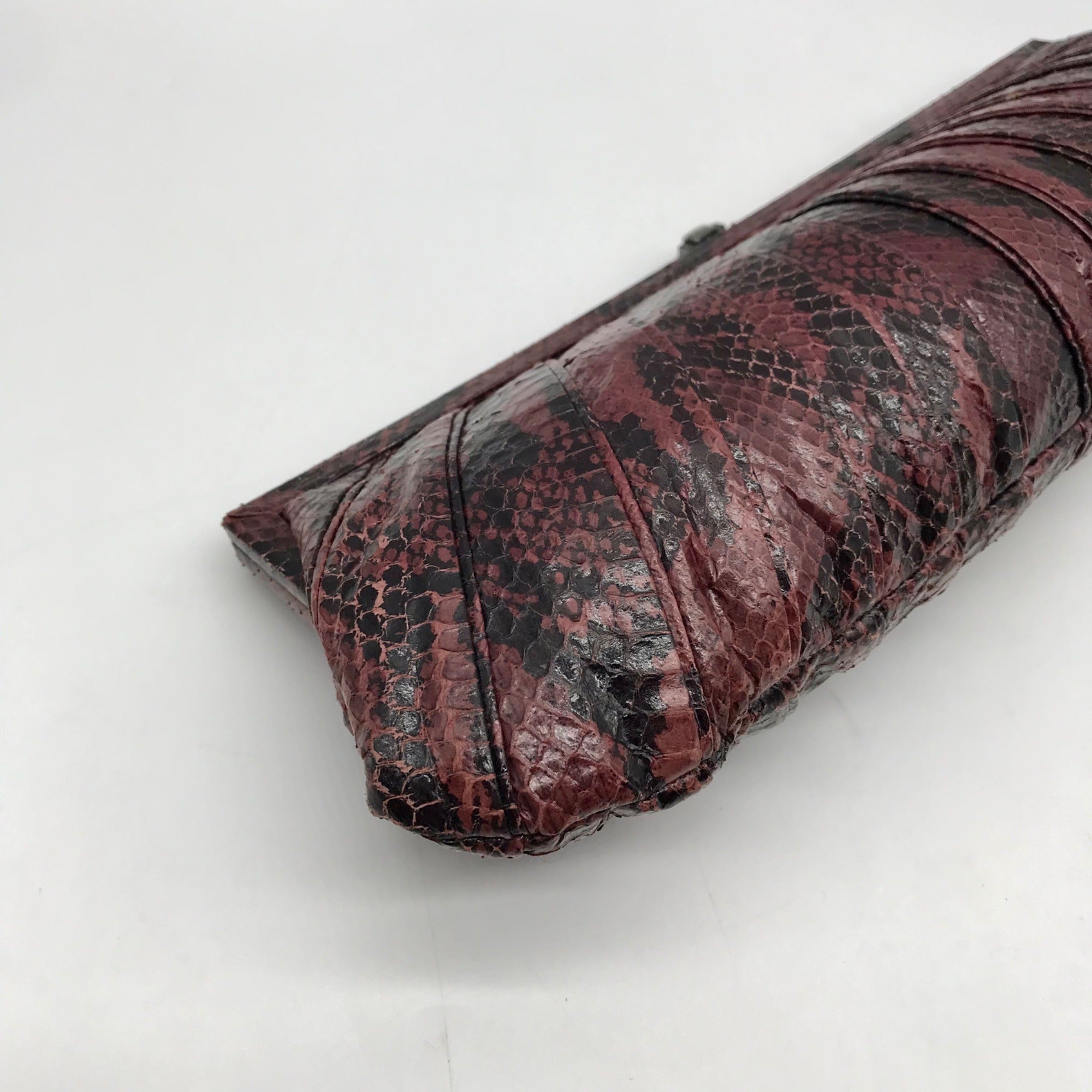 Kotur Pink And Black Snakeskin Clutch