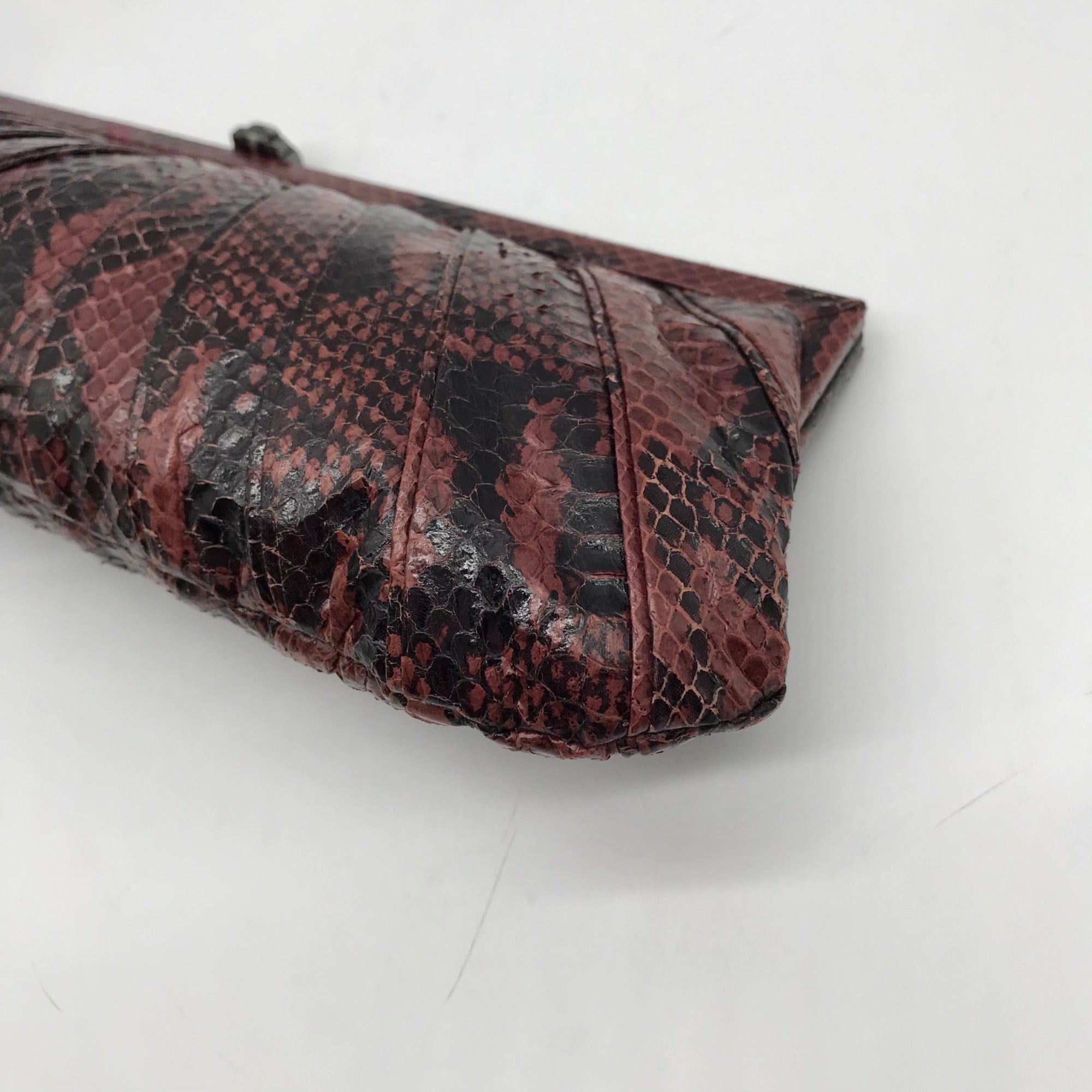 Kotur Pink And Black Snakeskin Clutch