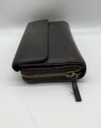 Gucci Dark Brown Leather Long Tri-Fold Wallet