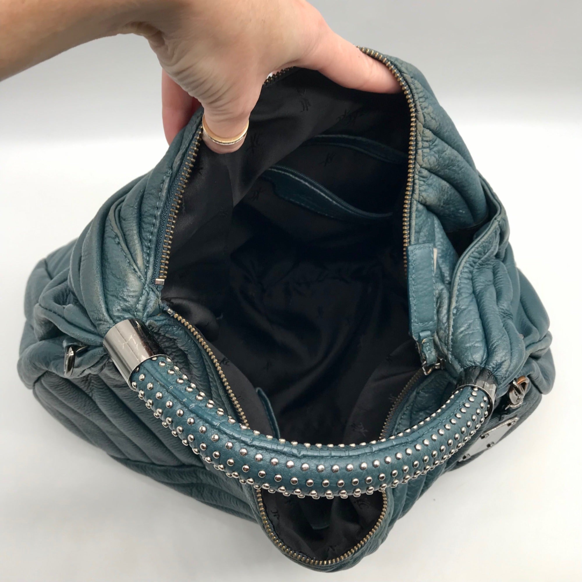 Kenneth Cole Blue Quilted Leather Hobo Bag