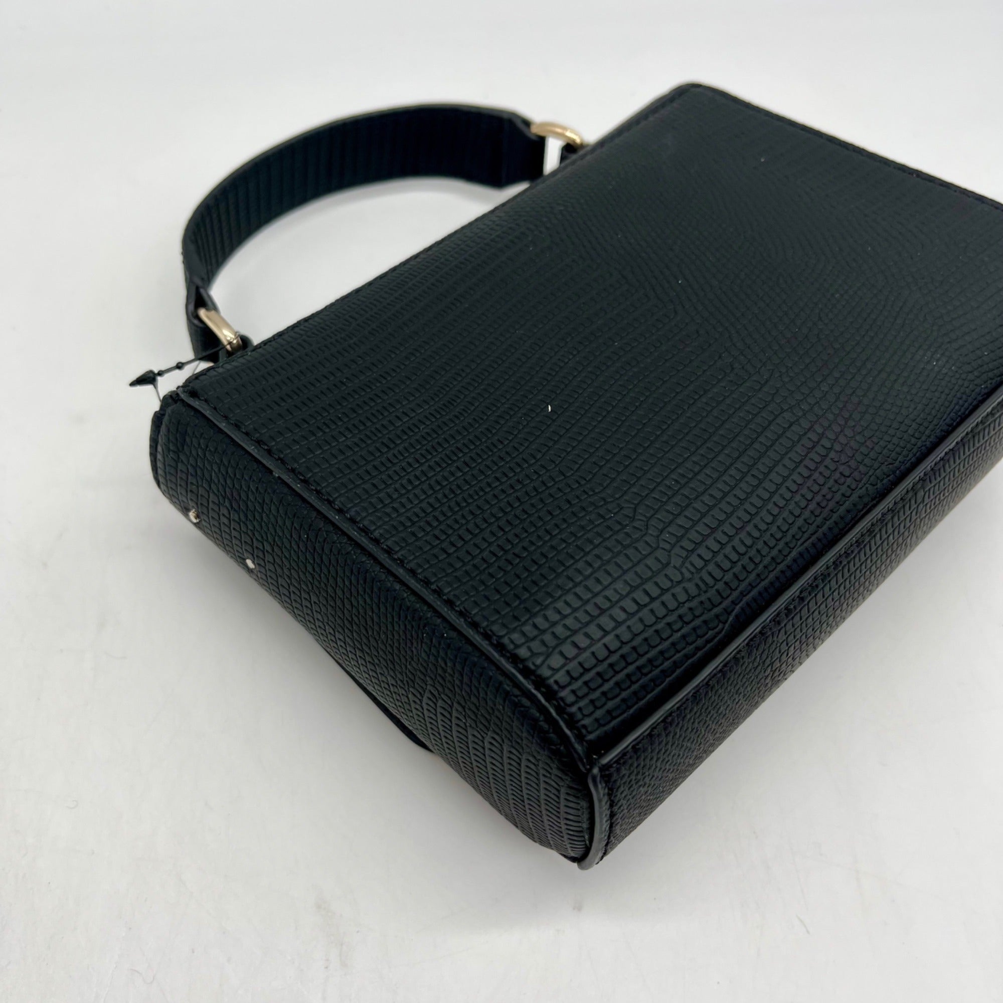Guess Black Faux Leather Lyndi Mini Top Handle Flap Crossbody Bag