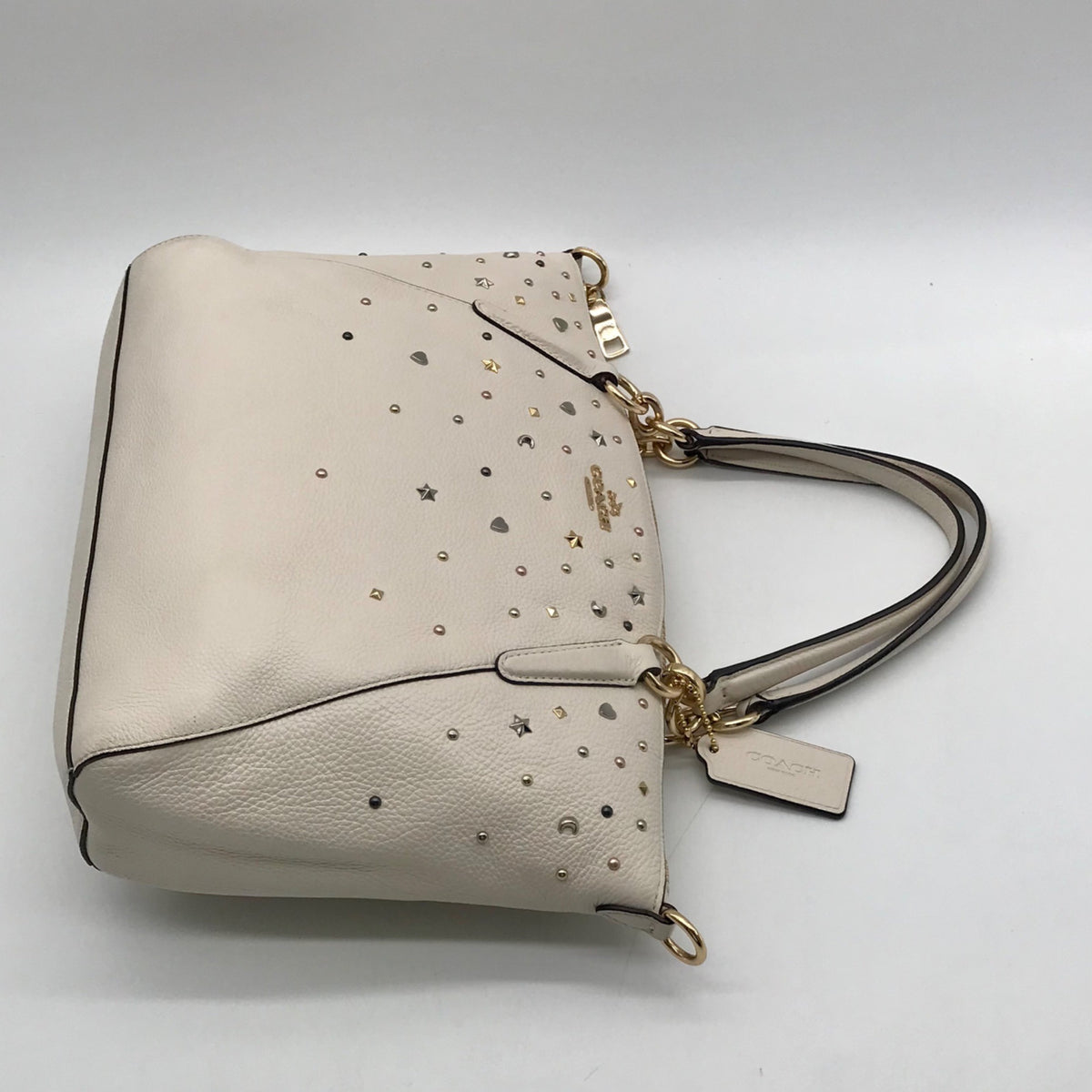 Coach Beige Stardust Studs Small Kelsey Satchel Bag F22312
