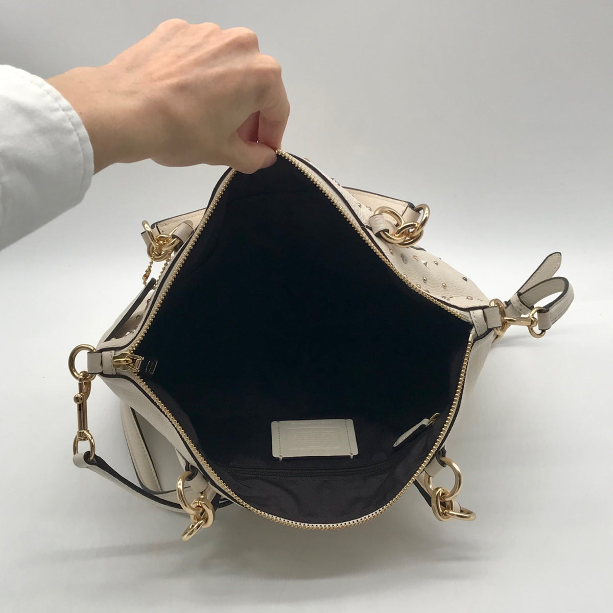 Coach Beige Stardust Studs Small Kelsey Satchel Bag F22312