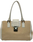 Antonio Melani Cream Canvas Satchel Bag