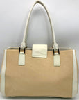 Antonio Melani Cream Canvas Satchel Bag