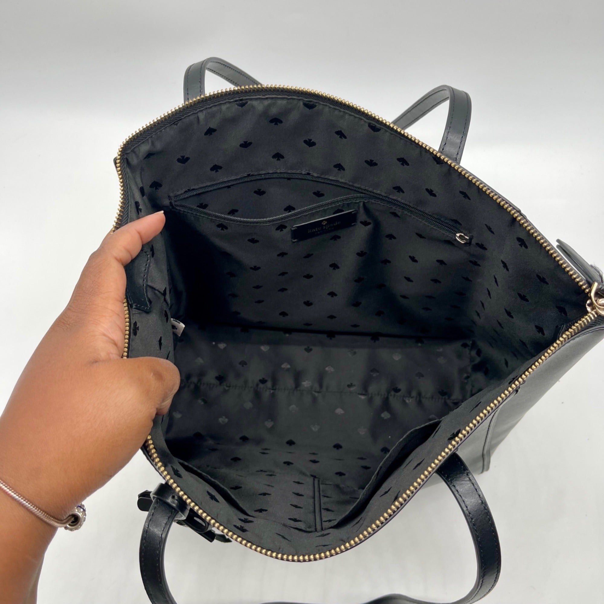 Kate Spade Black Smooth Leather Kali Large Tote Bag
