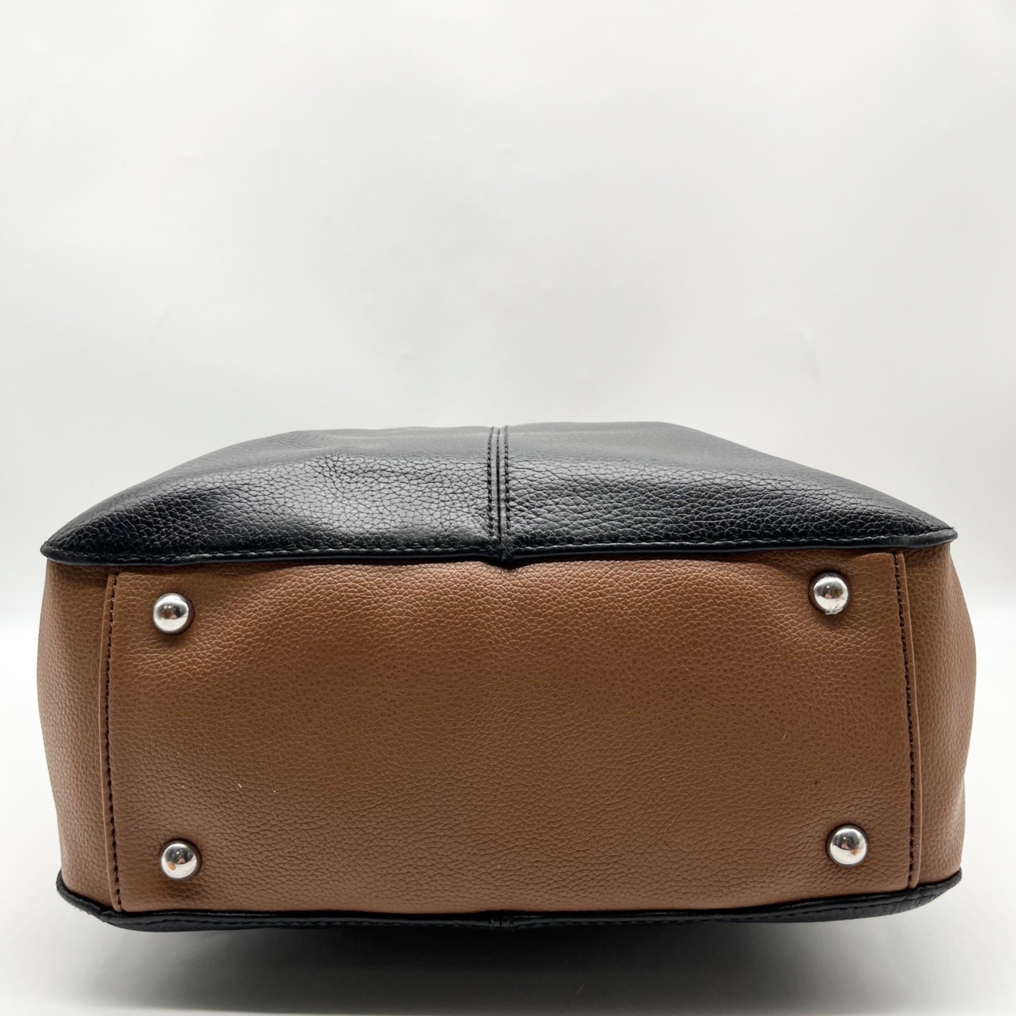 Tignanello Black And Brown Pebbled Leather Tote Bag