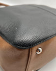Tignanello Black And Brown Pebbled Leather Tote Bag