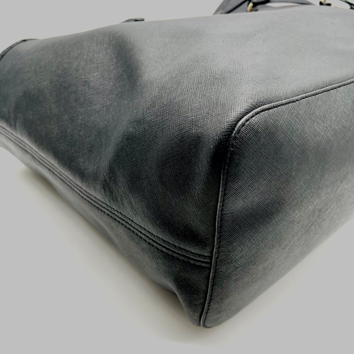 Michael Kors Black Saffiano Leather Jet Set Tote