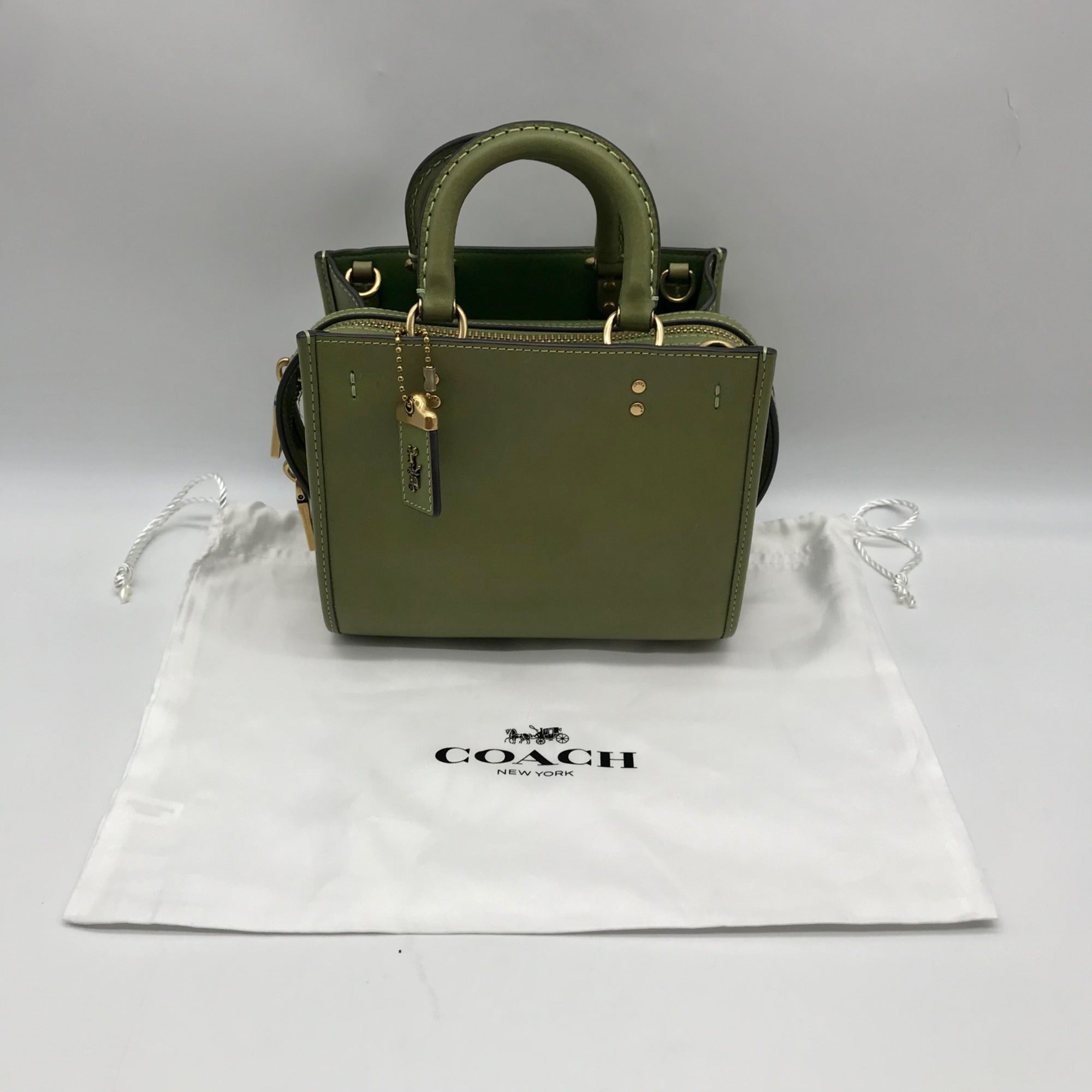 Coach Olive Green Leather Rogue Top Handle Bag C6502