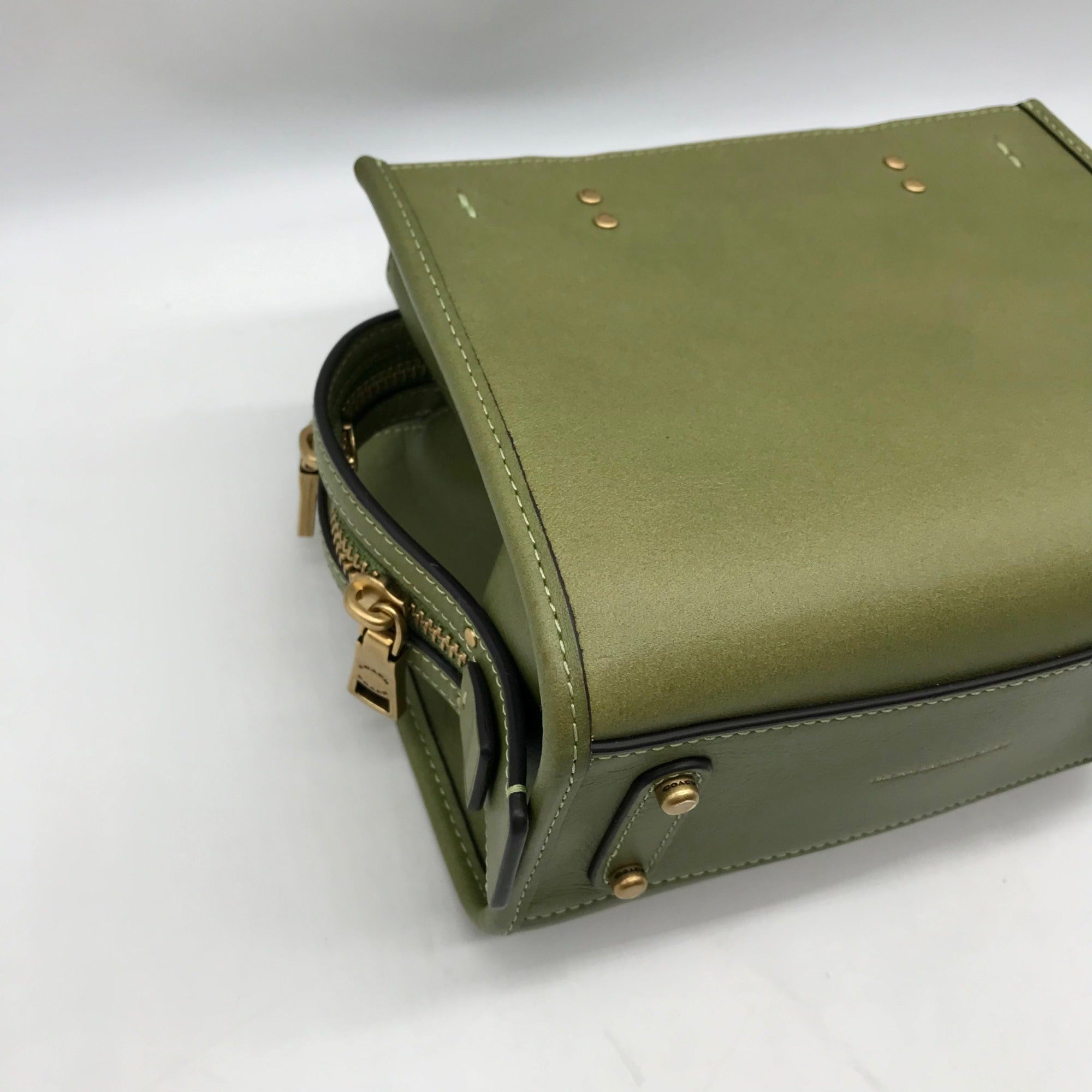 Coach Olive Green Leather Rogue Top Handle Bag C6502