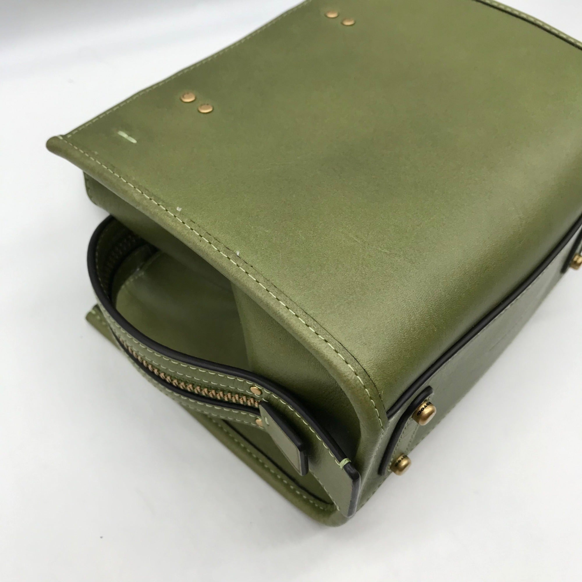 Coach Olive Green Leather Rogue Top Handle Bag C6502