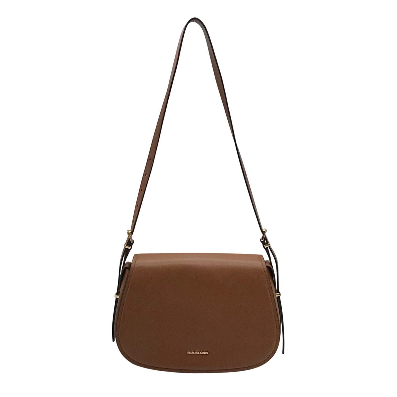 Michael Kors Luggage Brown Leather Lydia Flap Messenger Crossbody Bag