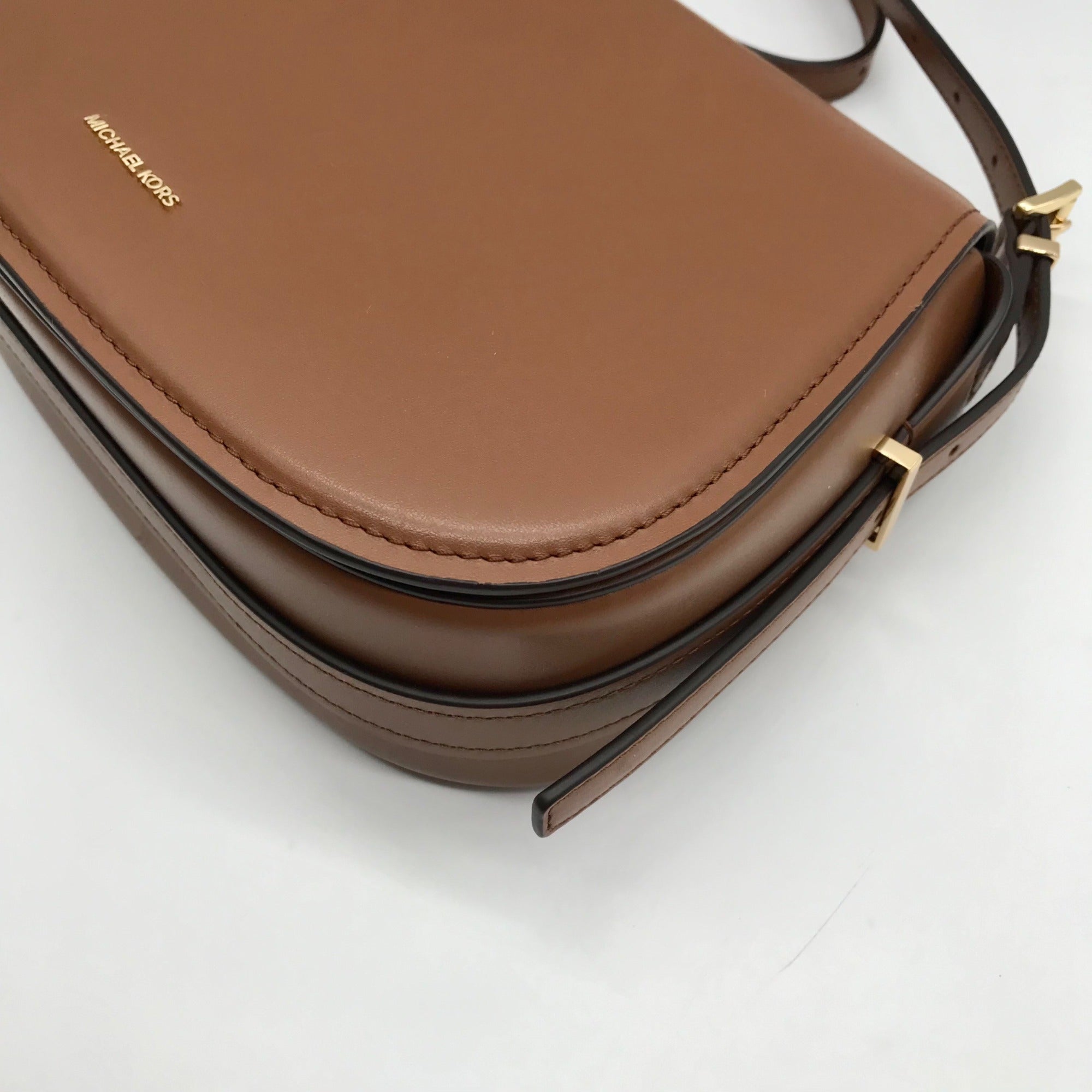 Michael Kors Luggage Brown Leather Lydia Flap Messenger Crossbody Bag