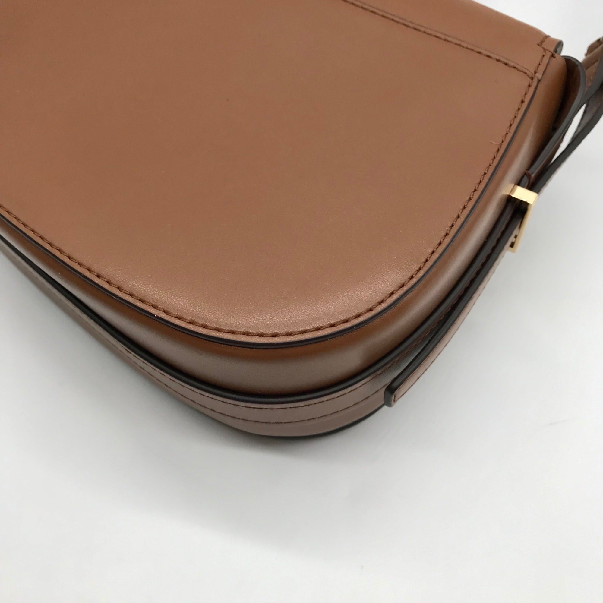 Michael Kors Luggage Brown Leather Lydia Flap Messenger Crossbody Bag