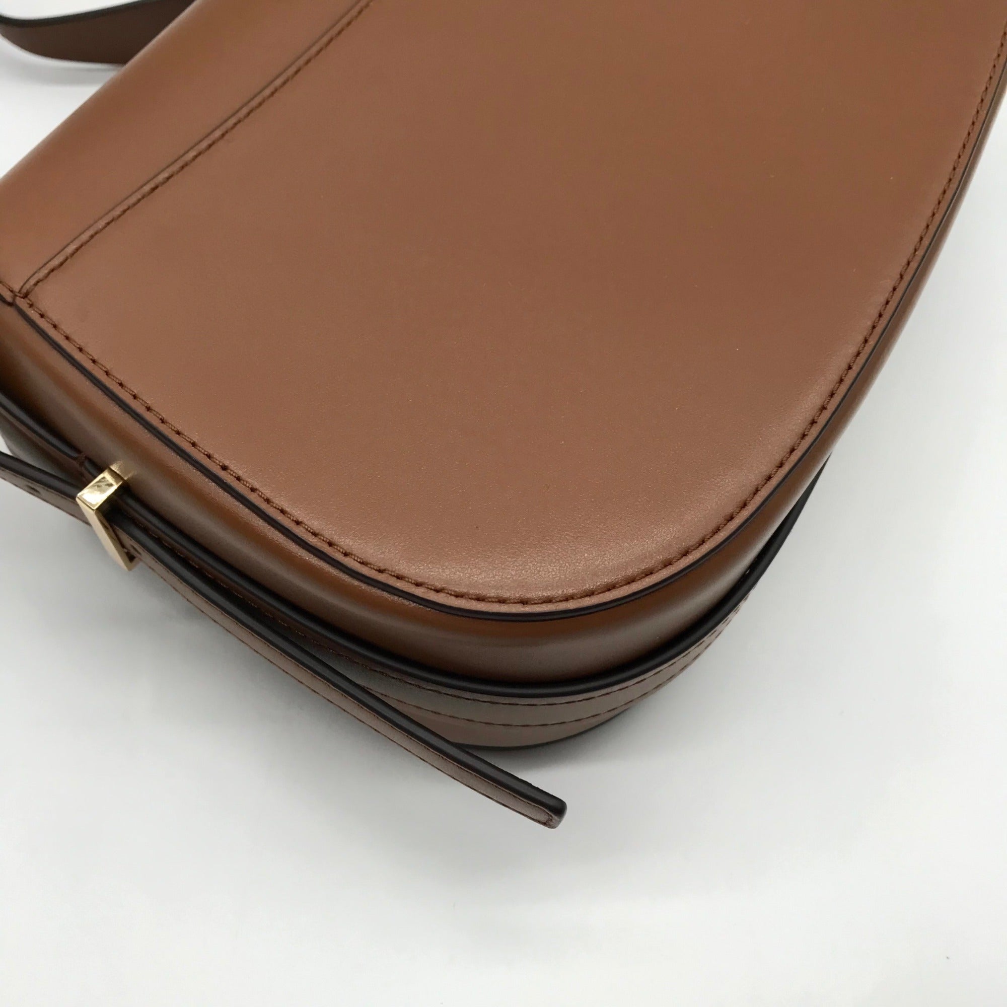 Michael Kors Luggage Brown Leather Lydia Flap Messenger Crossbody Bag