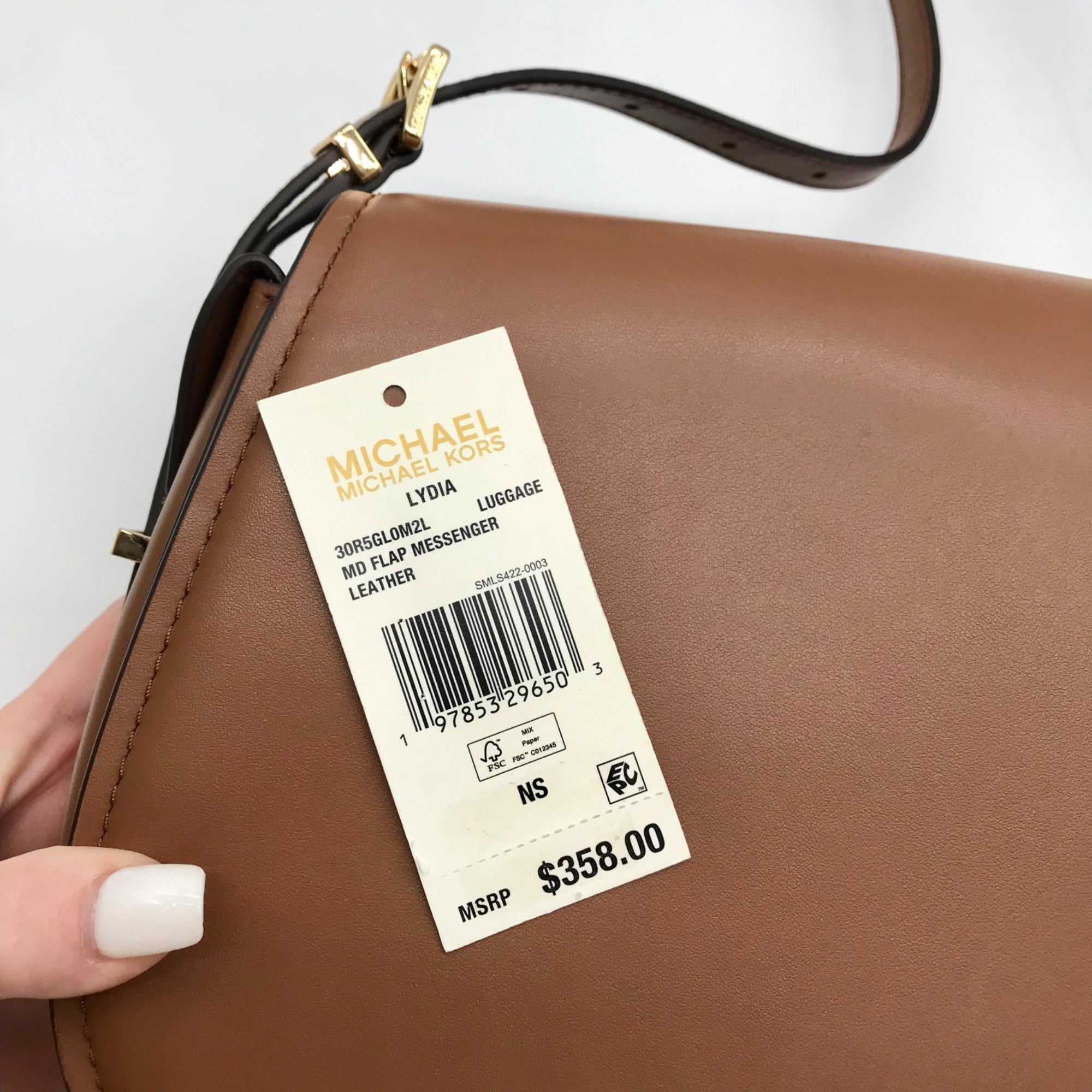 Michael Kors Luggage Brown Leather Lydia Flap Messenger Crossbody Bag