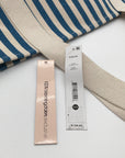 Aqua Blue & White Striped Cotton Canvas Tote Bag  - NWT