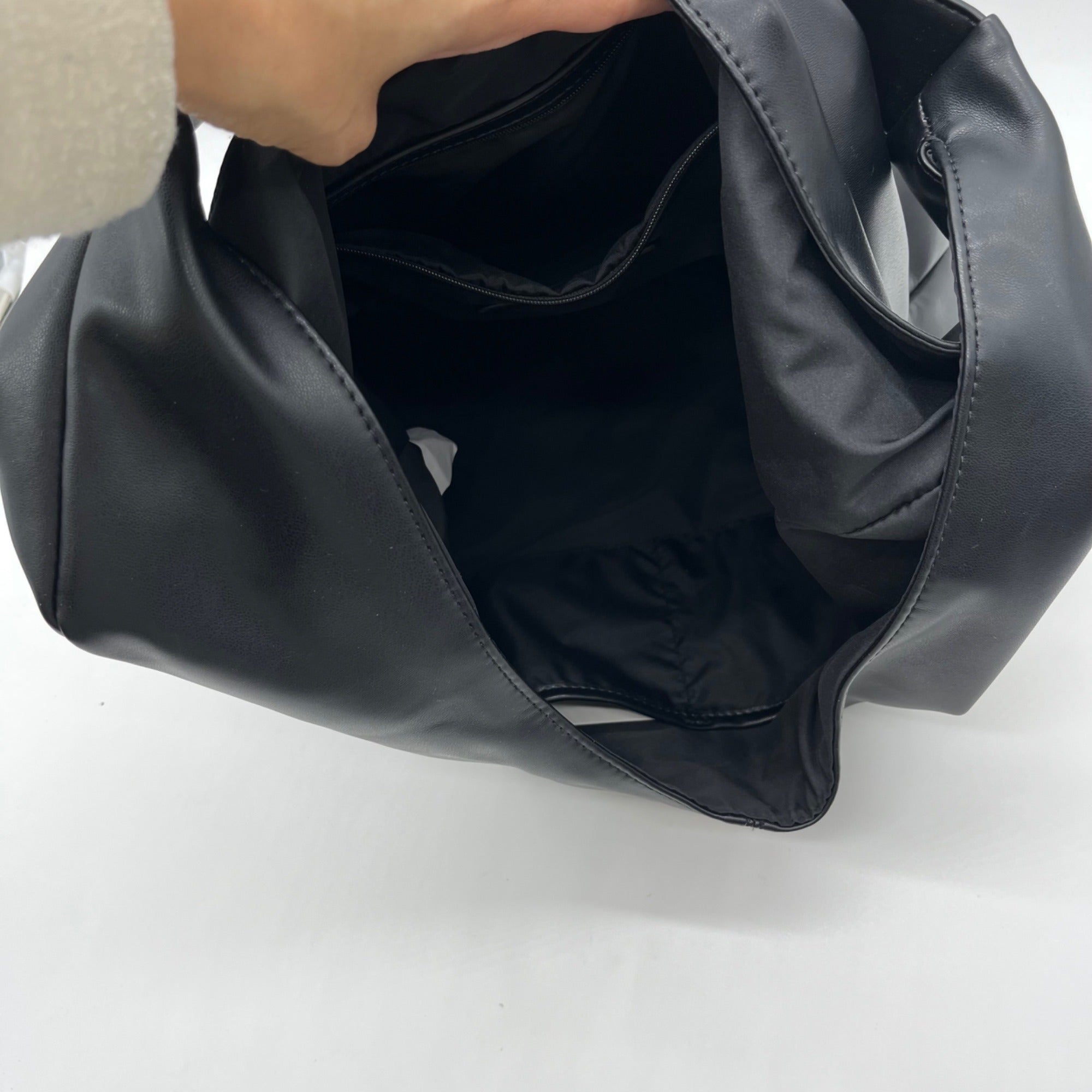 Steve Madden Black Faux Leather Bbronwyn Large Hobo Bag