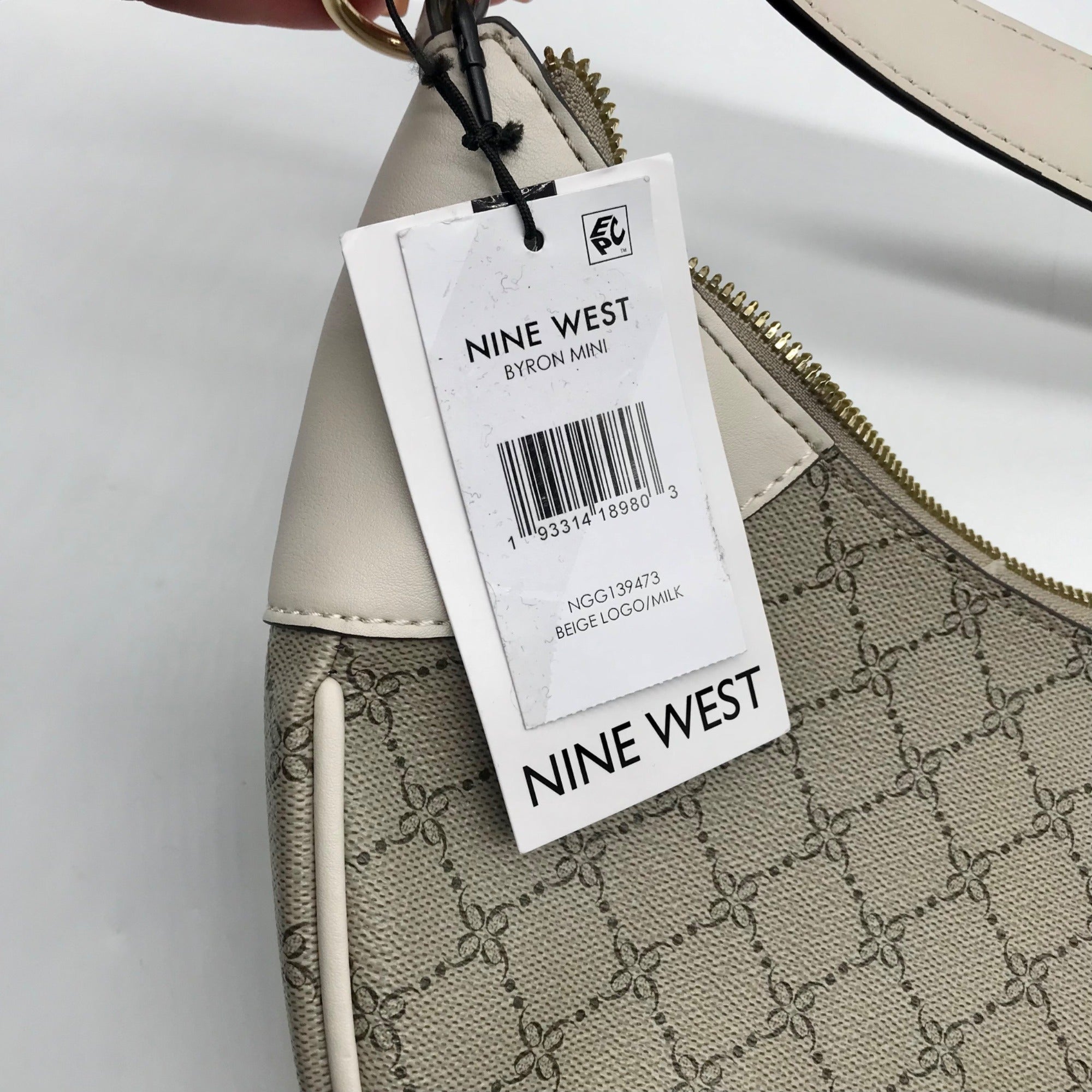 Nine West Beige Logo Milk Byron Hobo Bag