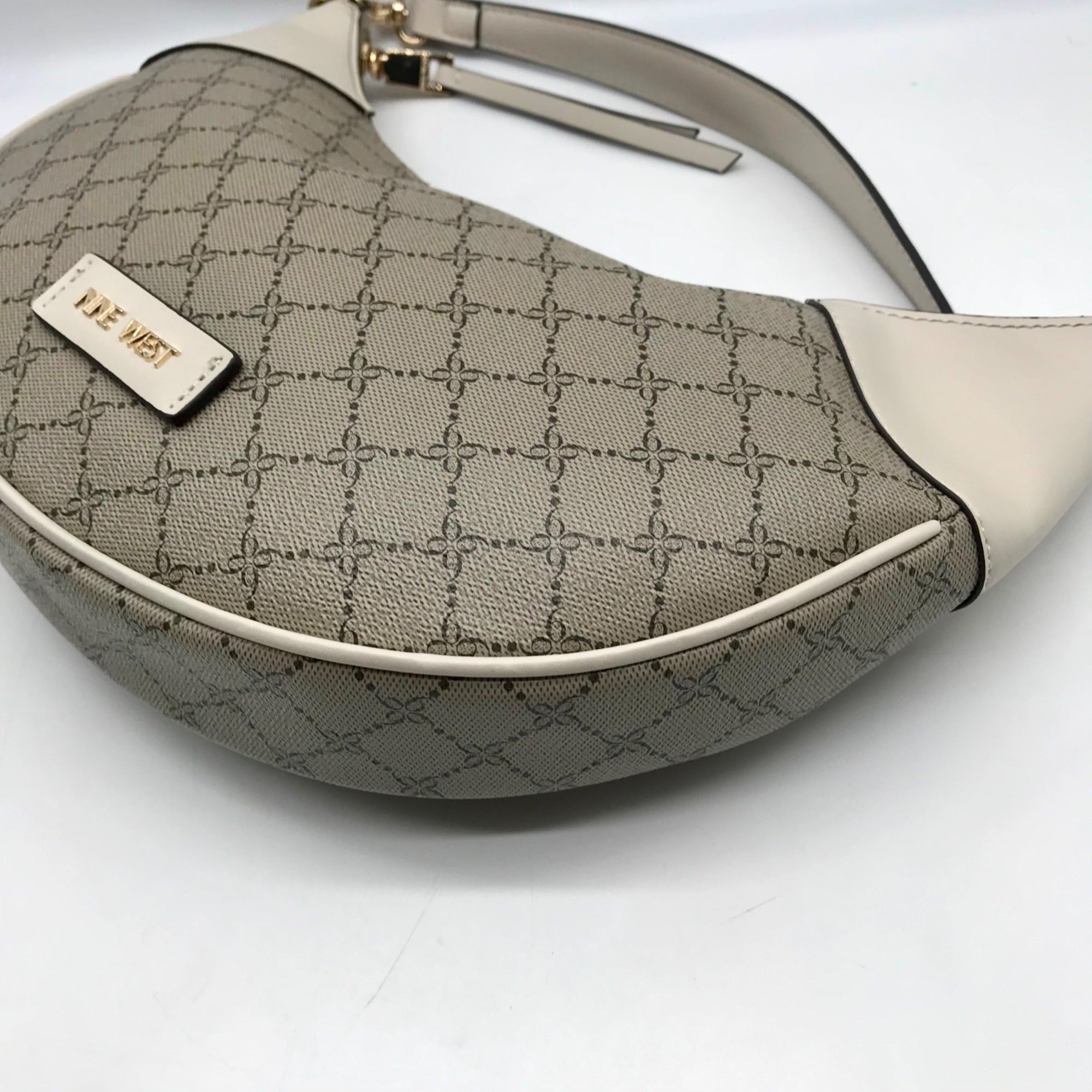Nine West Beige Logo Milk Byron Hobo Bag