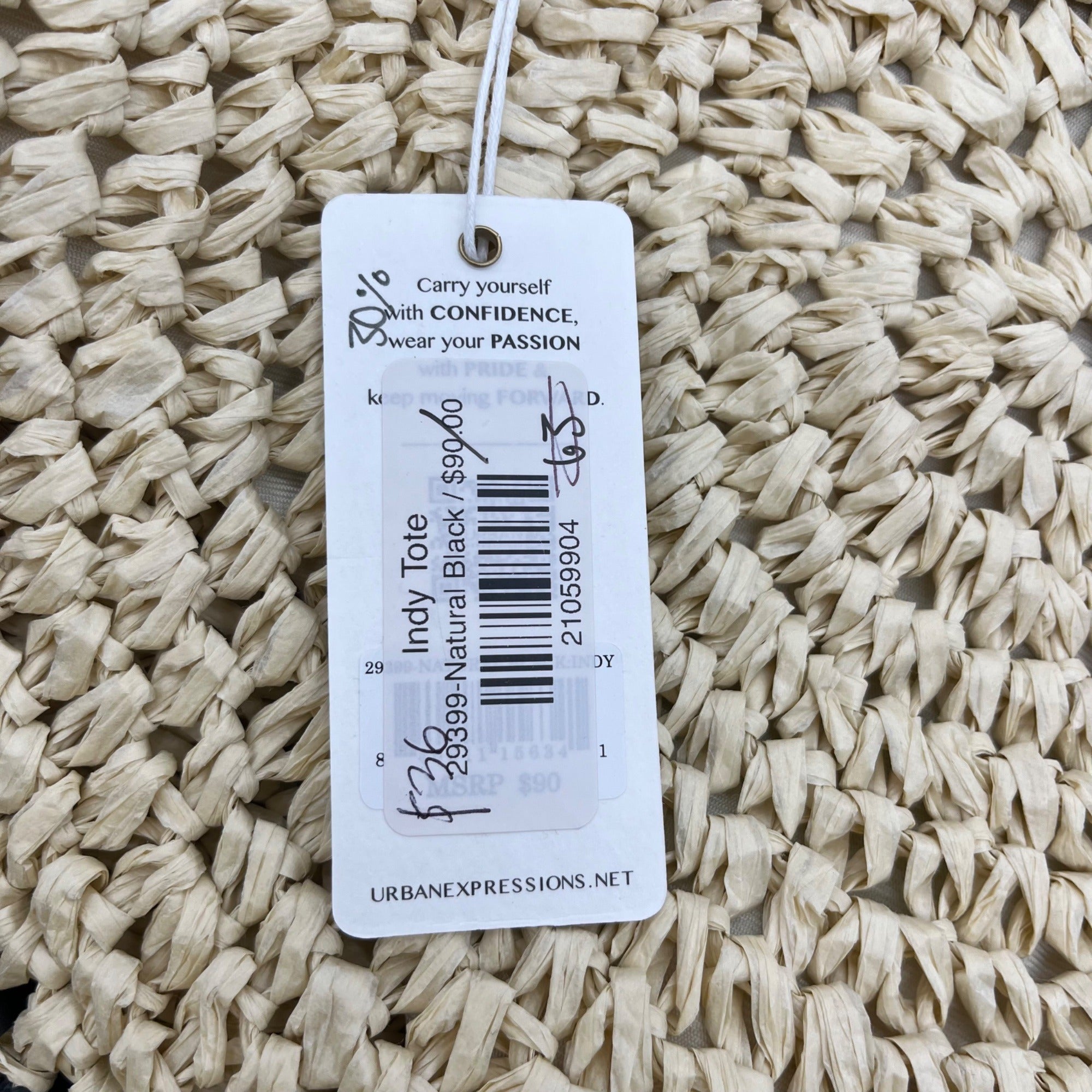 Urban Expressions Natural and Black Indy Tote Bag with Ruffle Edges