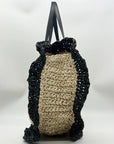 Urban Expressions Natural and Black Indy Tote Bag with Ruffle Edges