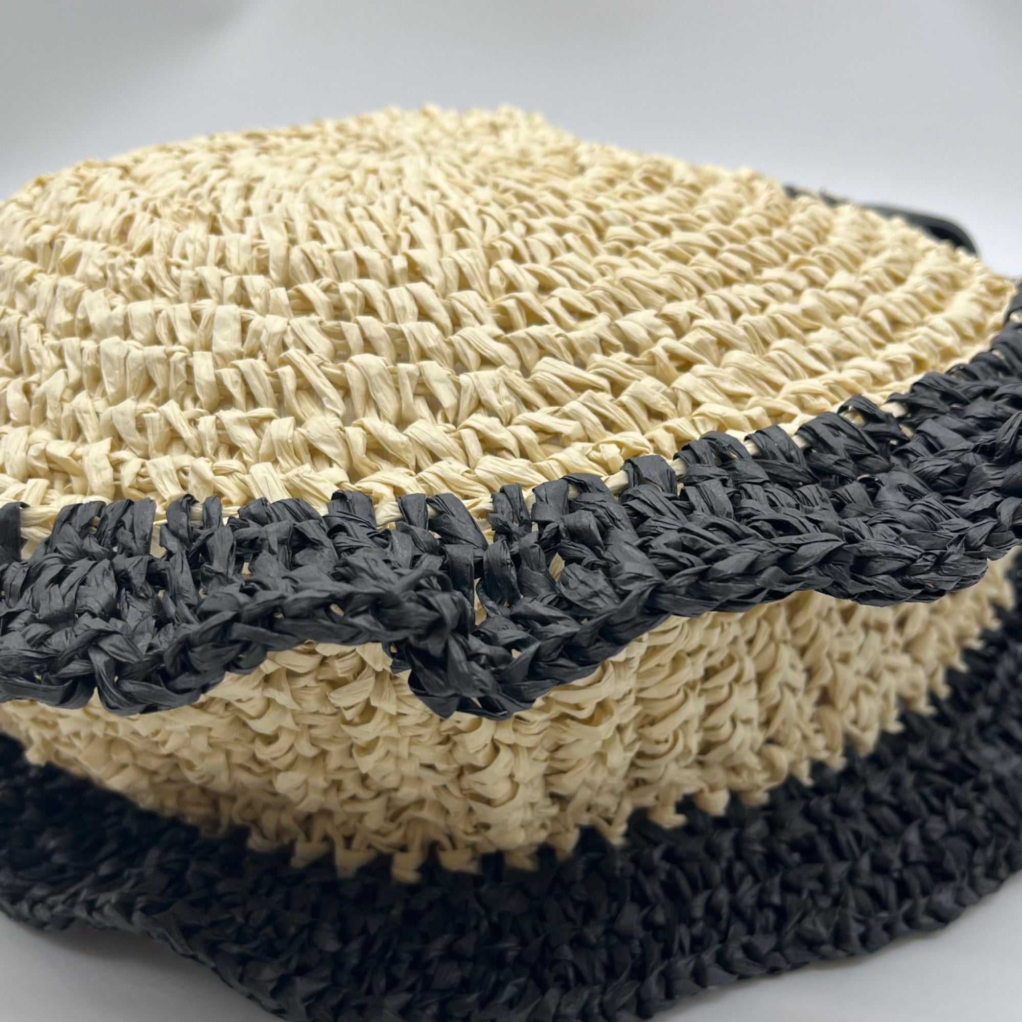 Urban Expressions Natural and Black Indy Tote Bag with Ruffle Edges