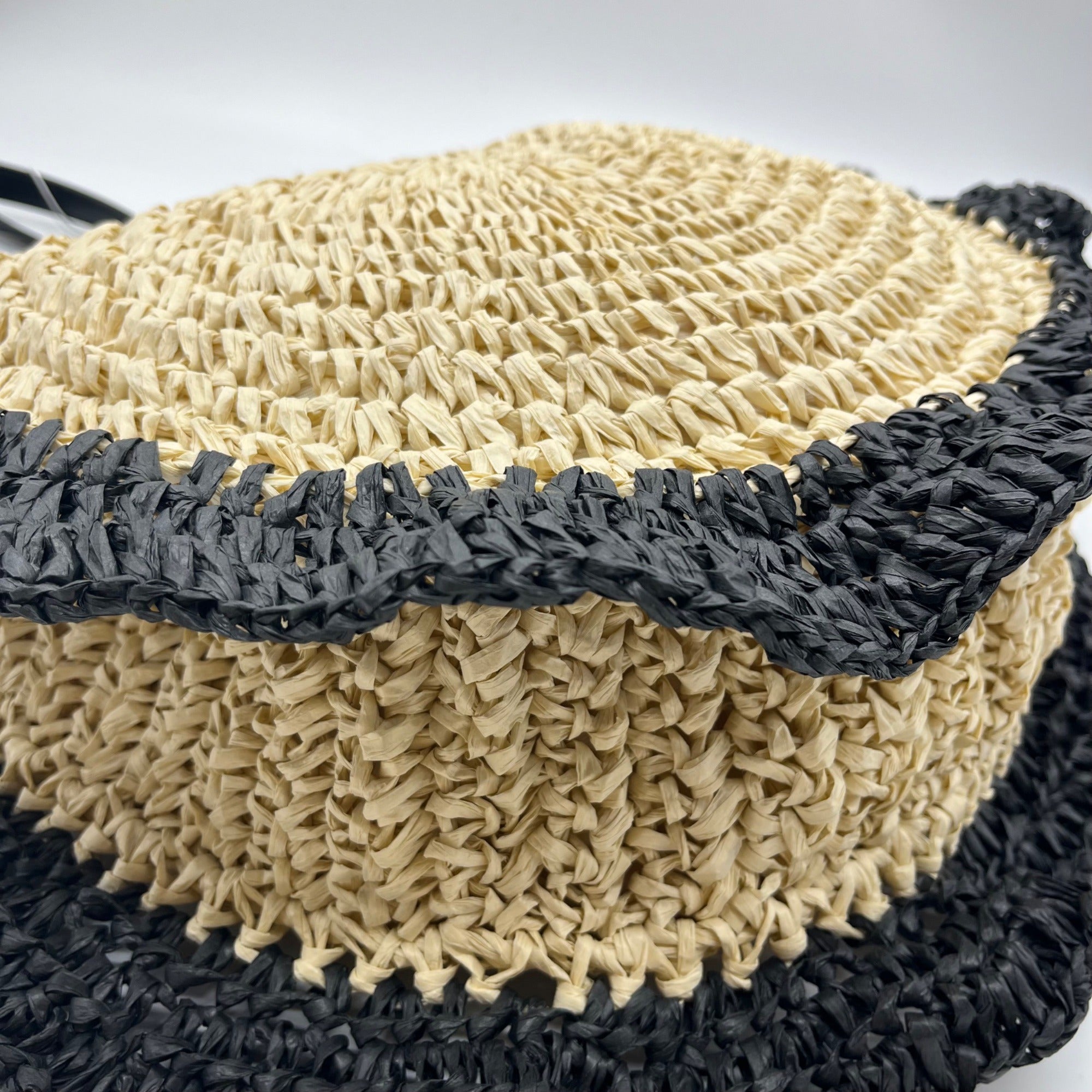 Urban Expressions Natural and Black Indy Tote Bag with Ruffle Edges