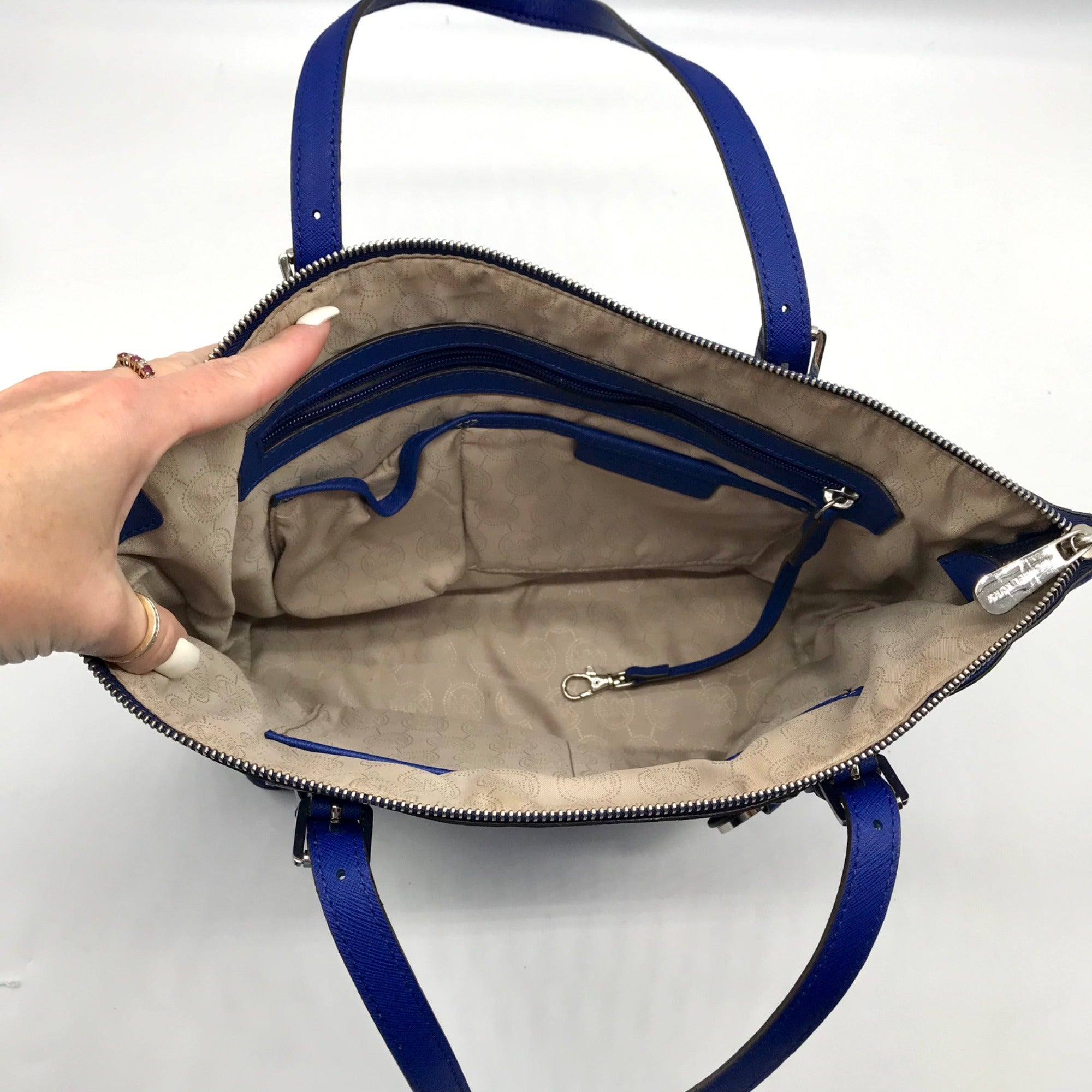 Michael Kors Royal Blue Saffiano Leather Jet Set Travel Tote Bag