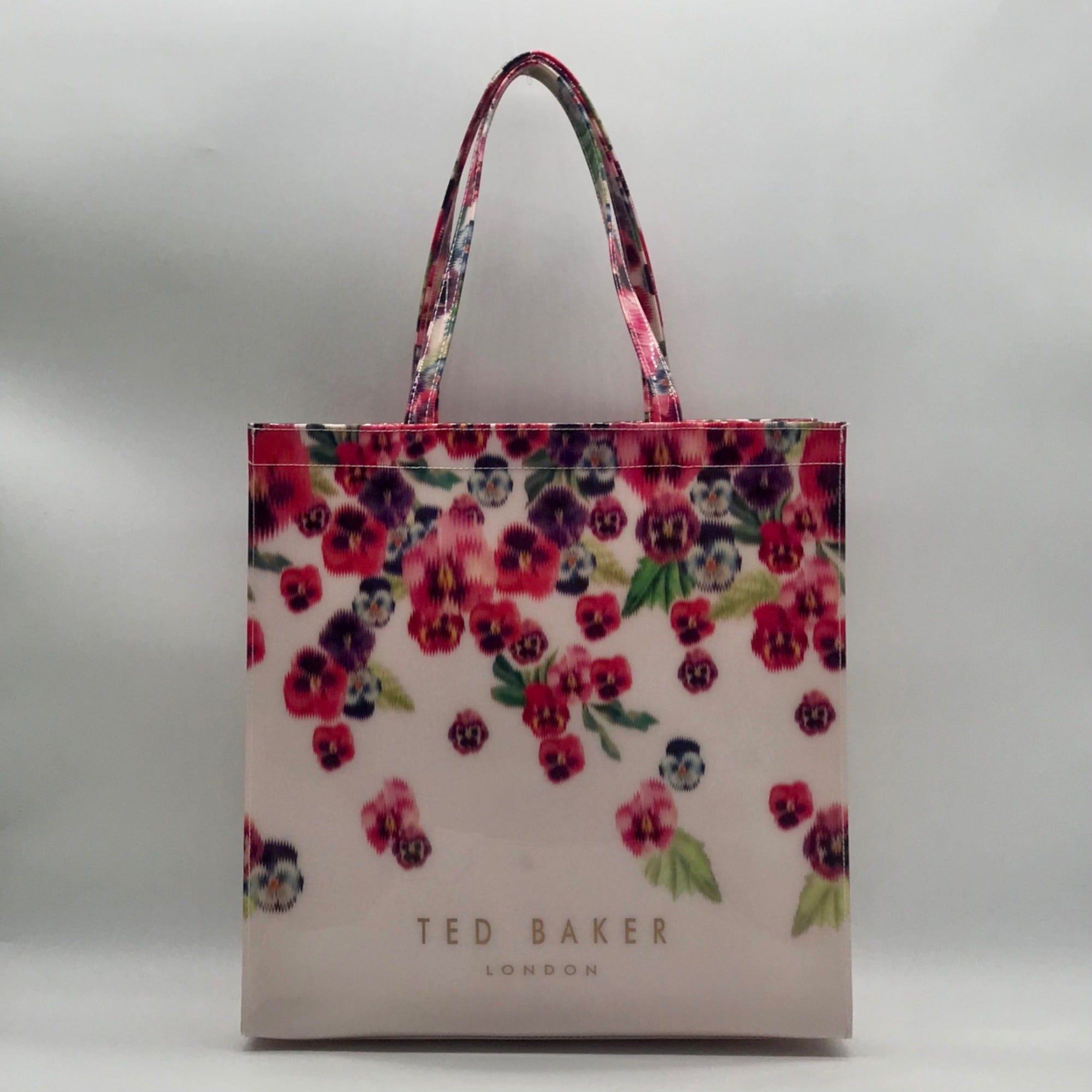 Ted Baker Pink Floral PVC Large Pansy Icon Tote Bag