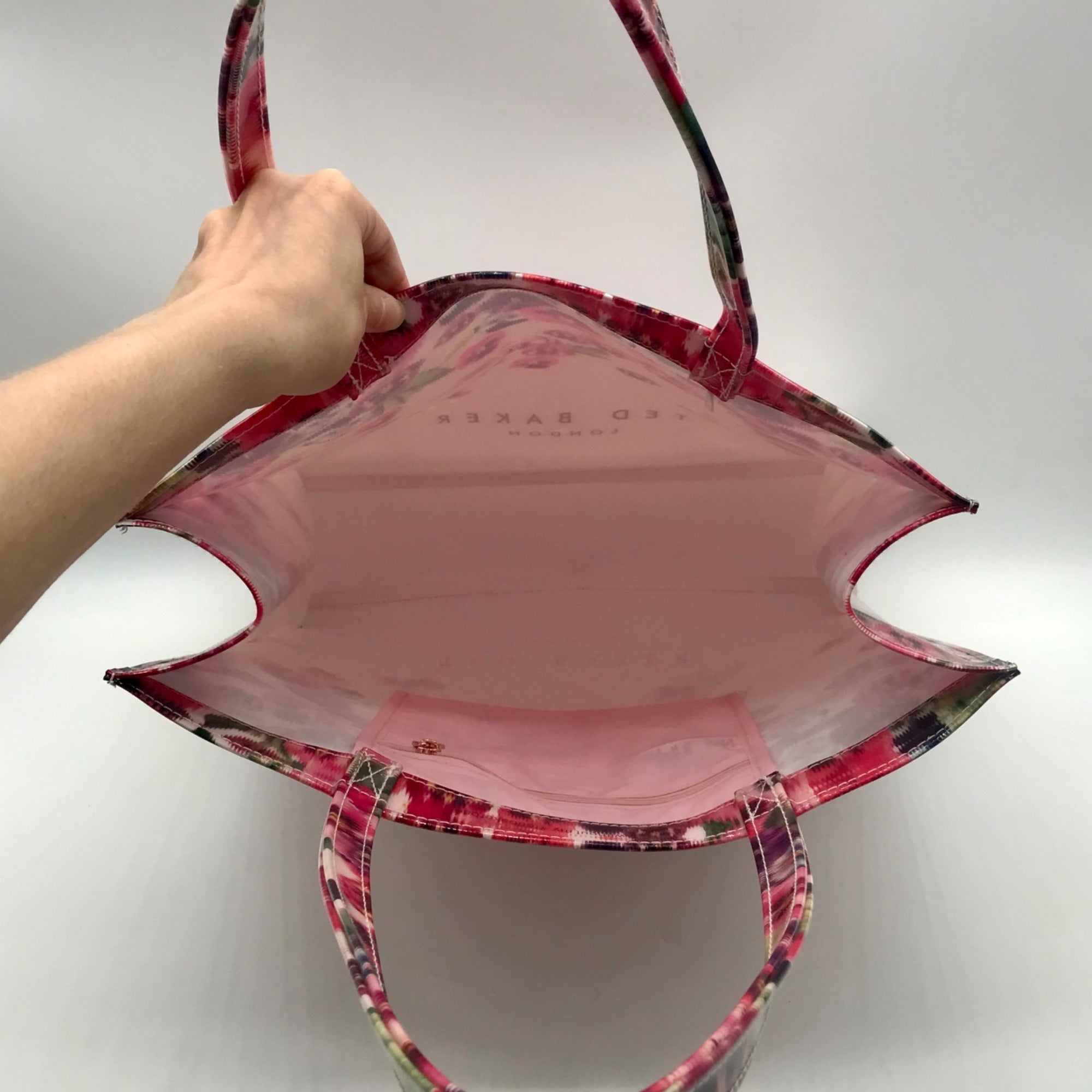 Ted Baker Pink Floral PVC Large Pansy Icon Tote Bag
