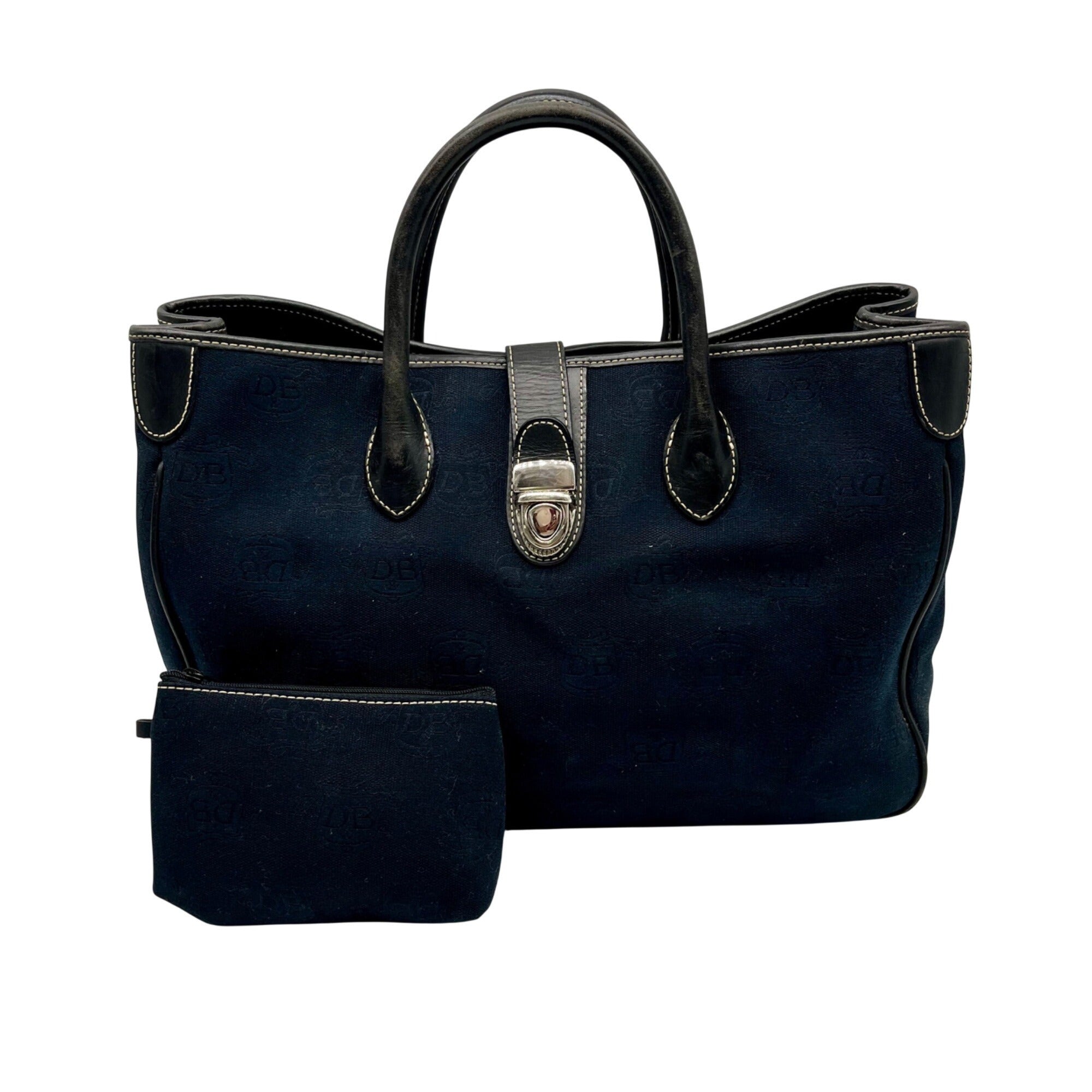 Dooney &amp; Bourke Dark Blue Logo-Printed Canvas Tote Bag