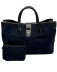 Dooney & Bourke Dark Blue Logo-Printed Canvas Tote Bag