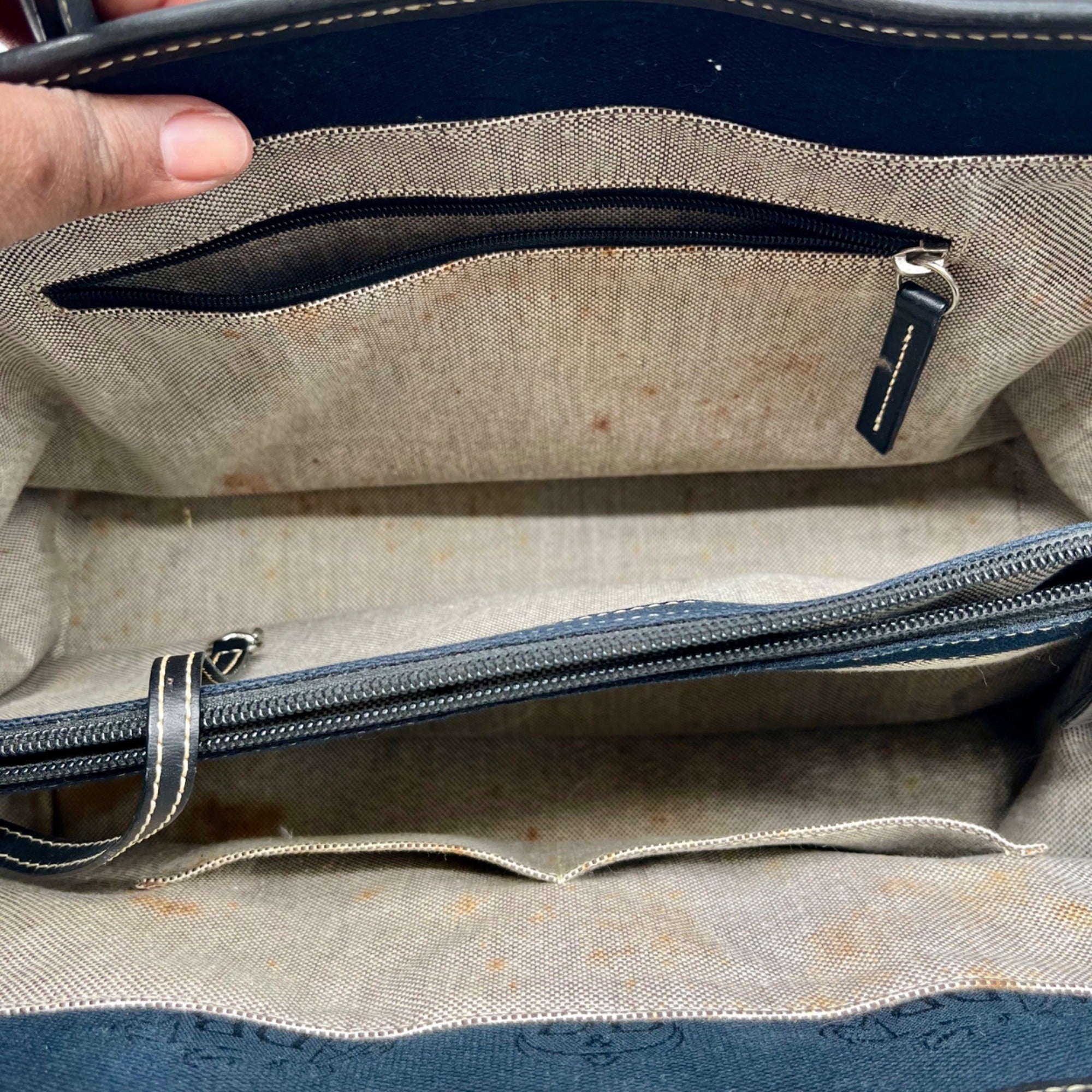 Dooney &amp; Bourke Dark Blue Logo-Printed Canvas Tote Bag