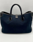 Dooney & Bourke Dark Blue Logo-Printed Canvas Tote Bag