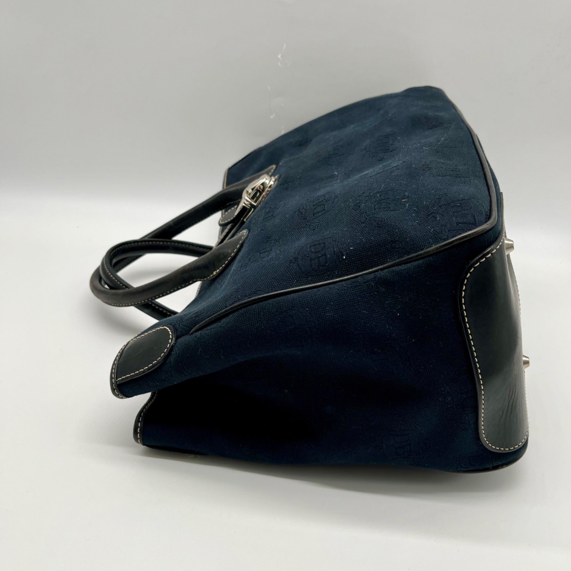 Dooney &amp; Bourke Dark Blue Logo-Printed Canvas Tote Bag