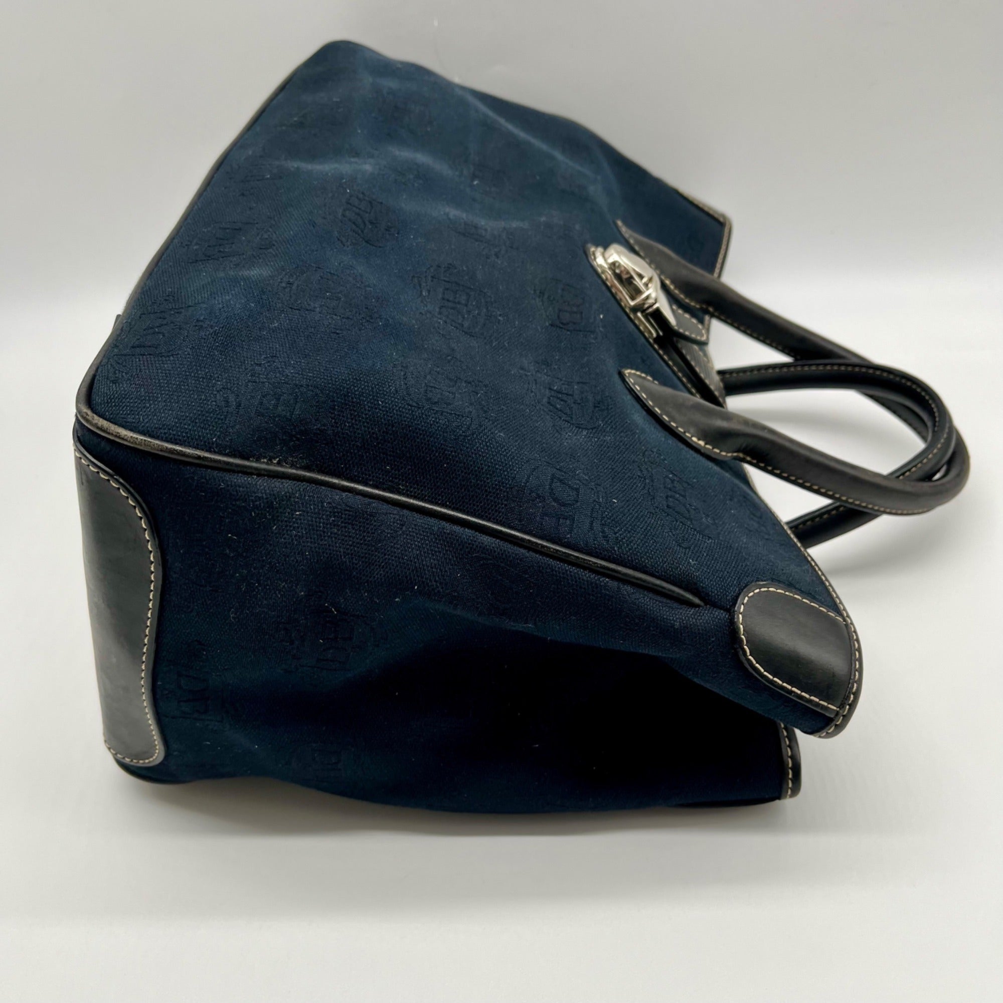 Dooney &amp; Bourke Dark Blue Logo-Printed Canvas Tote Bag