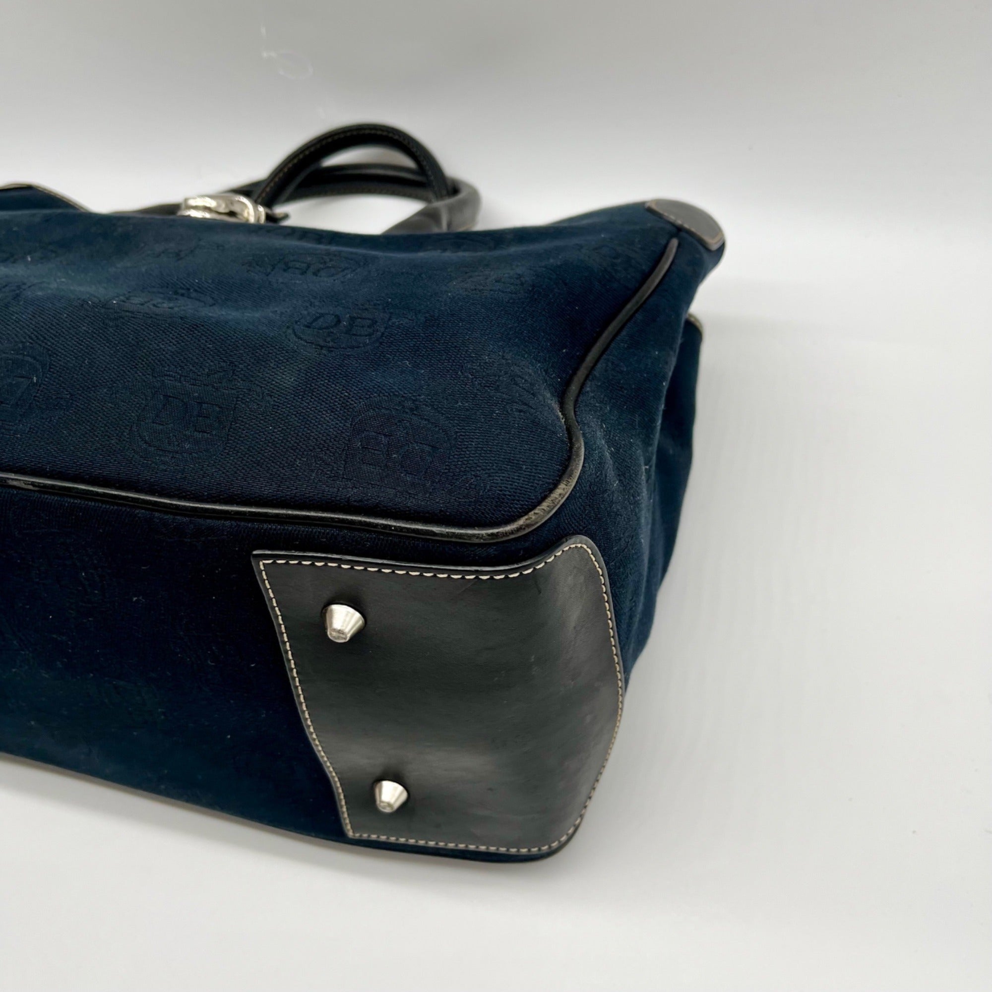 Dooney &amp; Bourke Dark Blue Logo-Printed Canvas Tote Bag