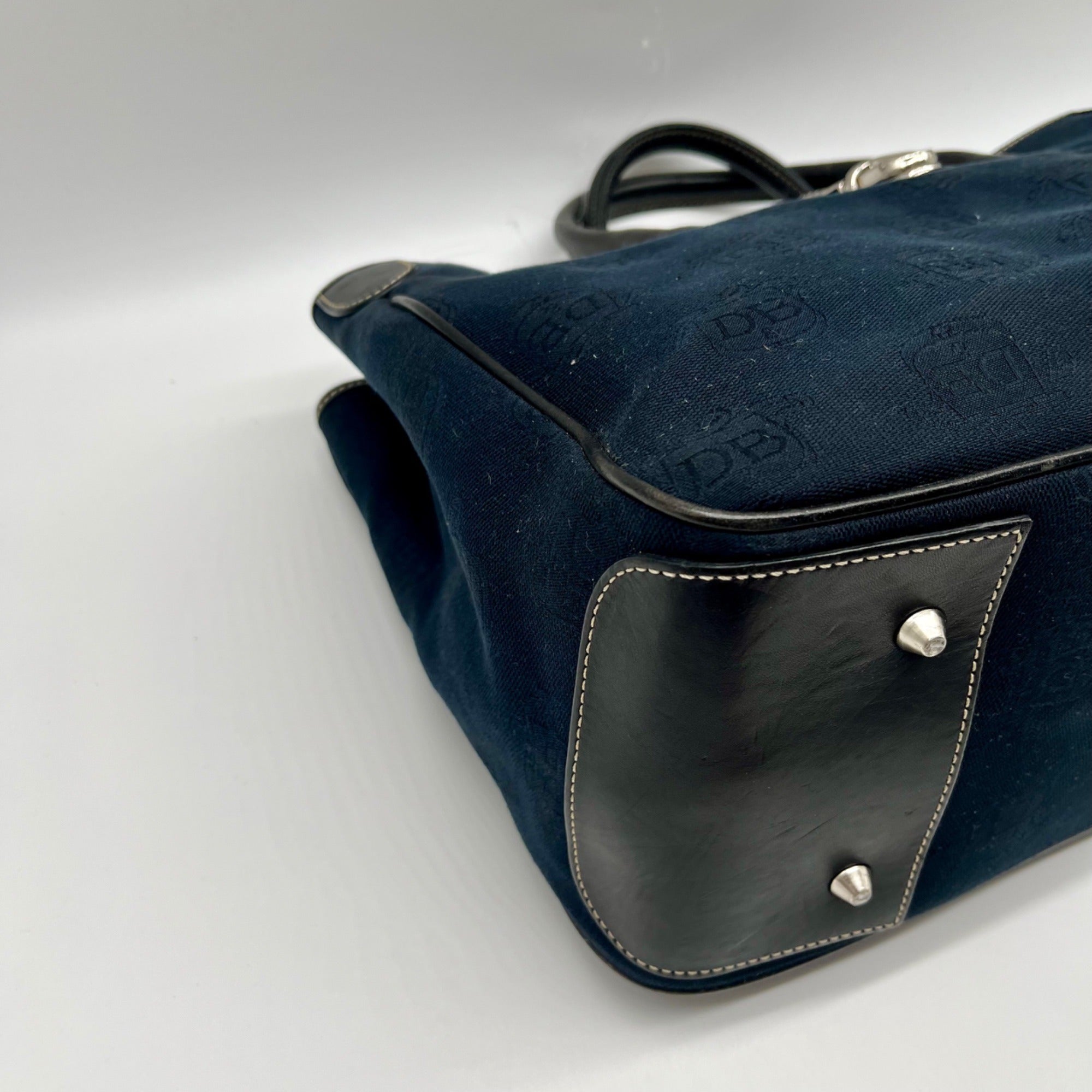 Dooney &amp; Bourke Dark Blue Logo-Printed Canvas Tote Bag