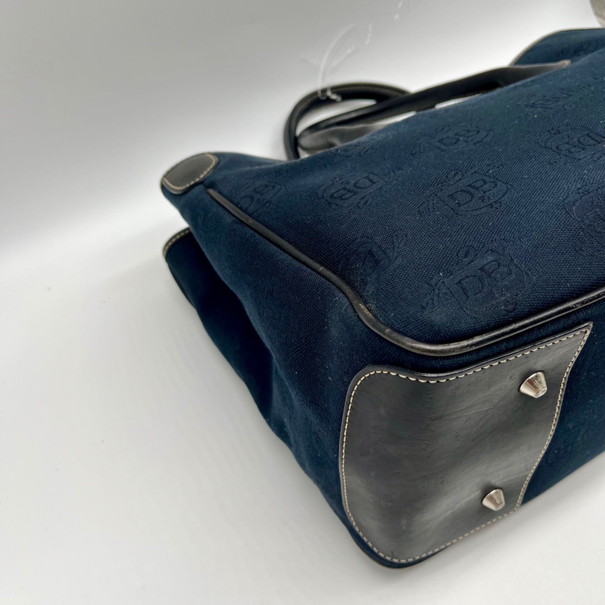 Dooney &amp; Bourke Dark Blue Logo-Printed Canvas Tote Bag
