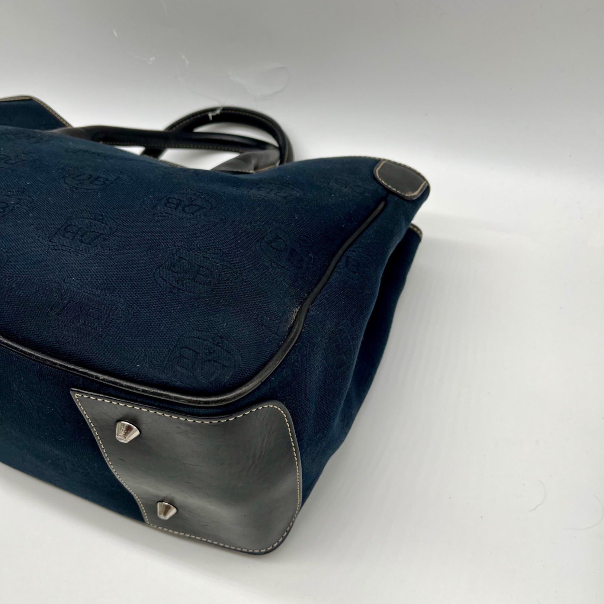 Dooney &amp; Bourke Dark Blue Logo-Printed Canvas Tote Bag