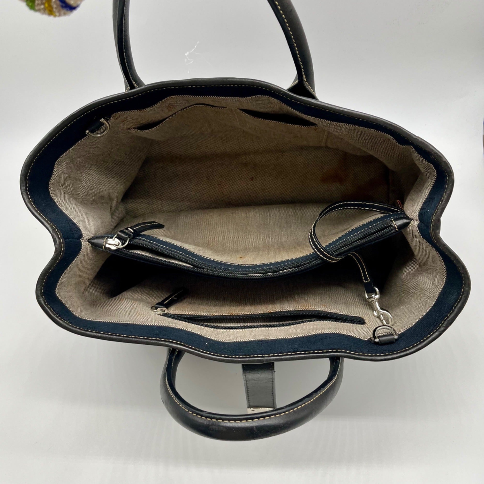 Dooney &amp; Bourke Dark Blue Logo-Printed Canvas Tote Bag
