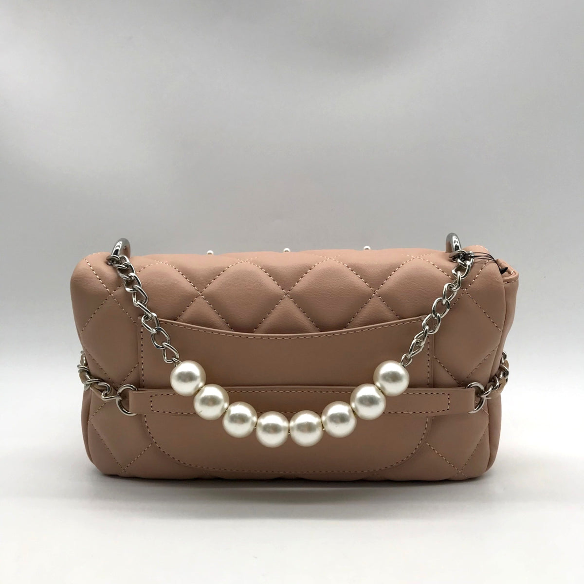 Badgley Mischka Nude Pink Quilted Faux Leather Crossbody Bag