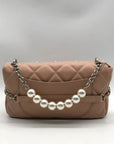 Badgley Mischka Nude Pink Quilted Faux Leather Crossbody Bag