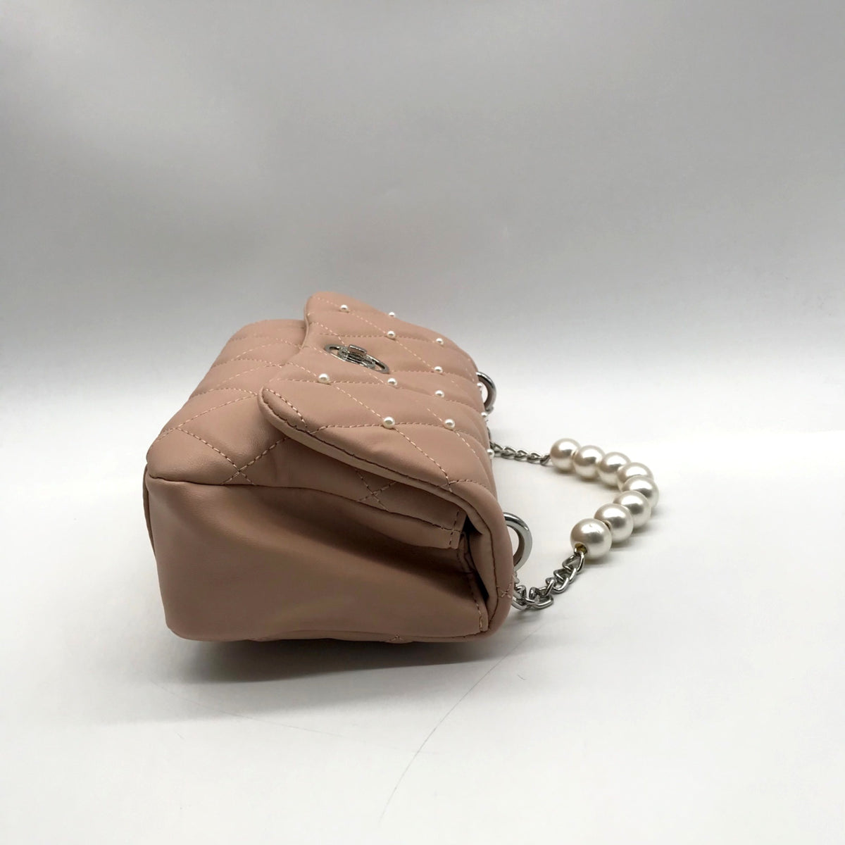 Badgley Mischka Nude Pink Quilted Faux Leather Crossbody Bag
