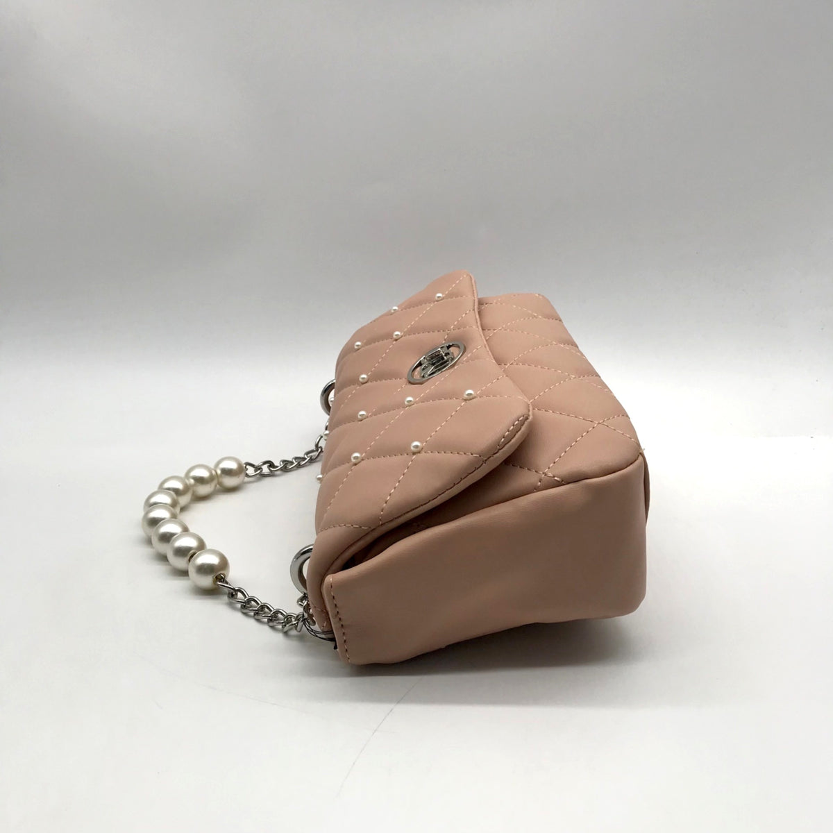 Badgley Mischka Nude Pink Quilted Faux Leather Crossbody Bag